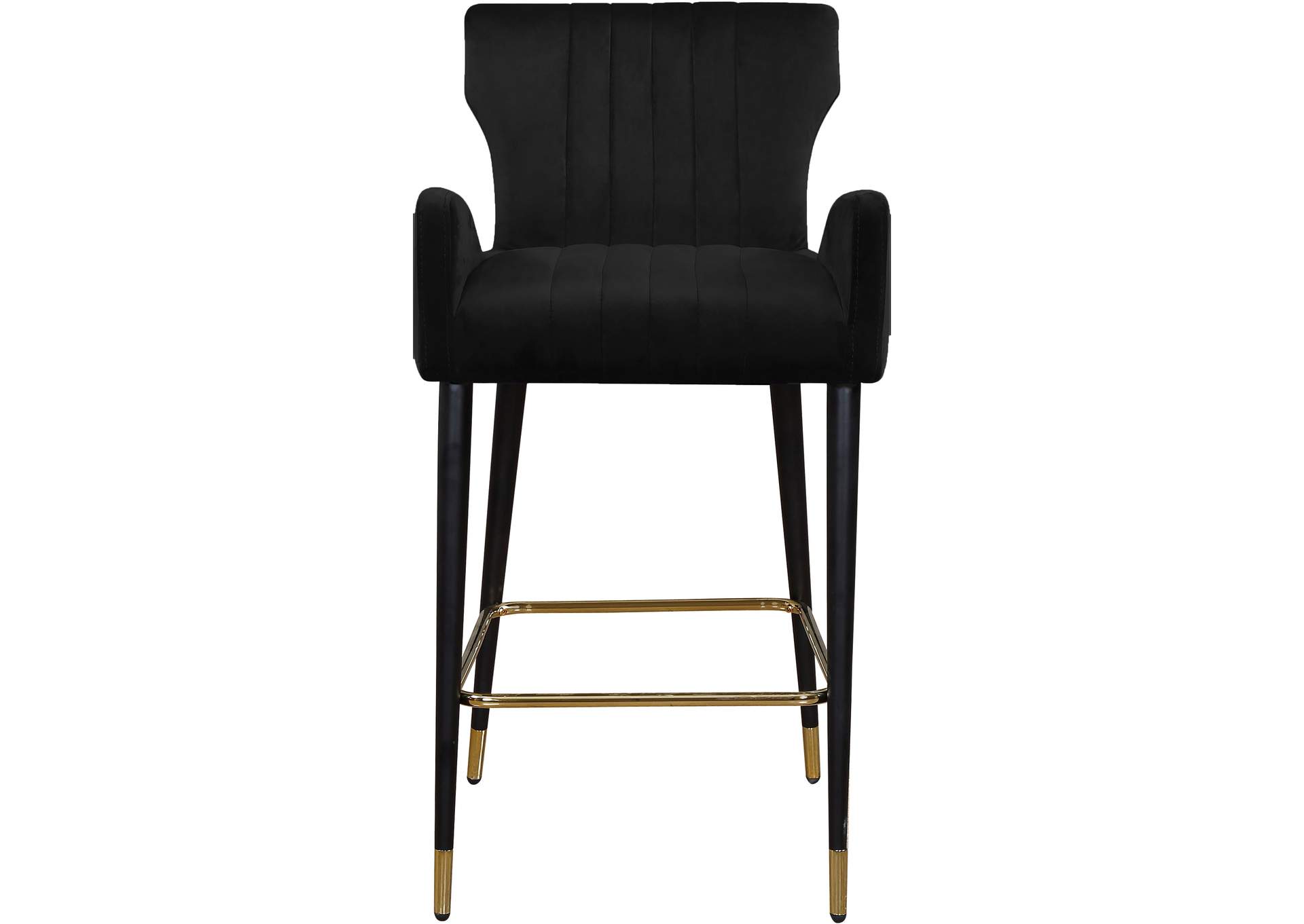 Luxe Black Velvet Stool Set of 2,Meridian Furniture