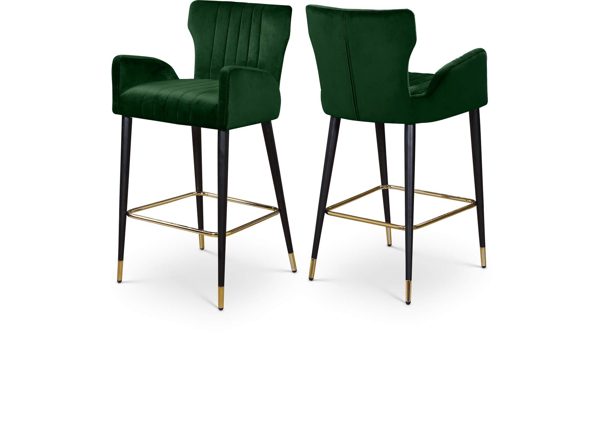 Luxe Green Velvet Stool Set of 2,Meridian Furniture