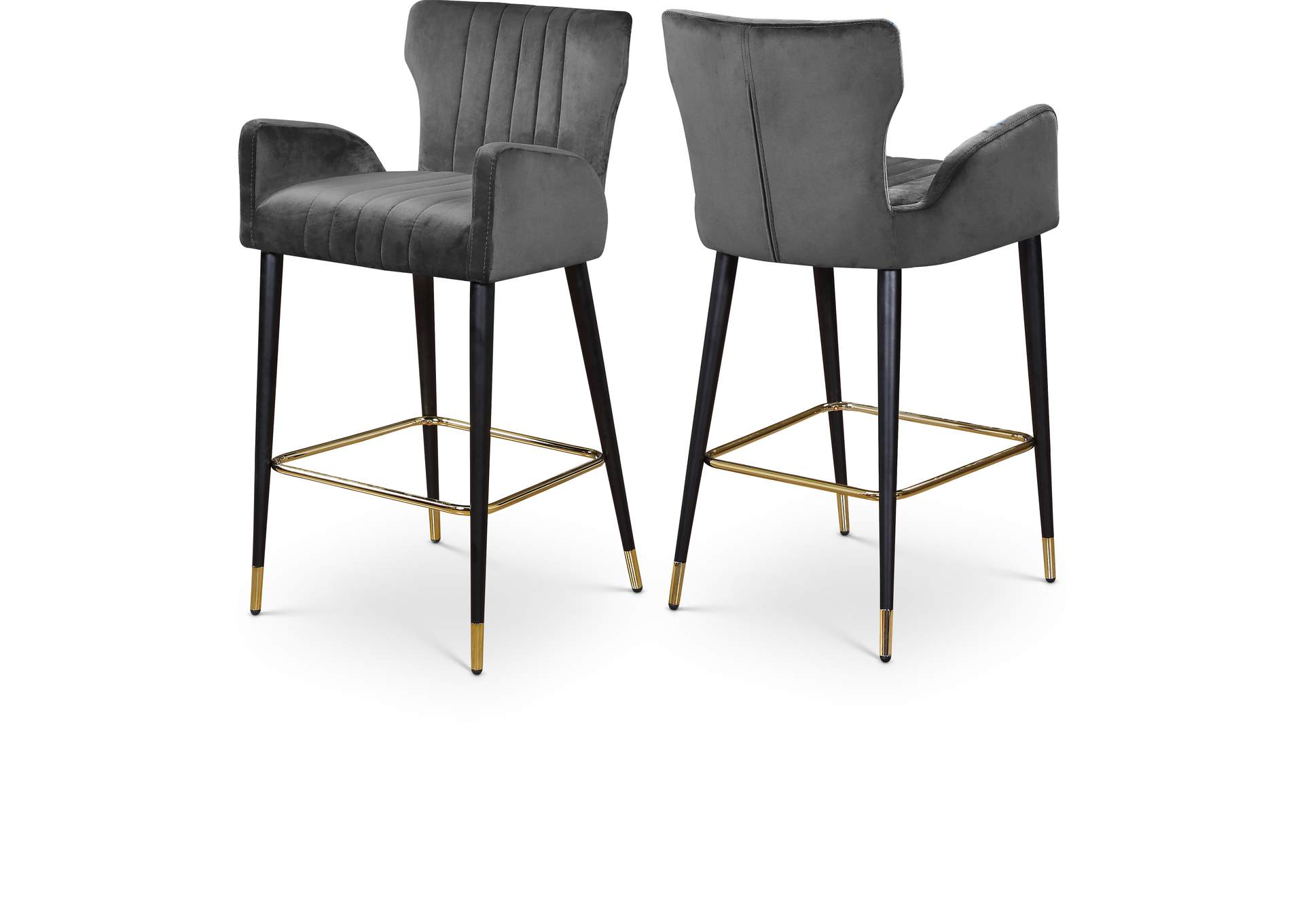 Luxe Grey Velvet Stool Set of 2,Meridian Furniture