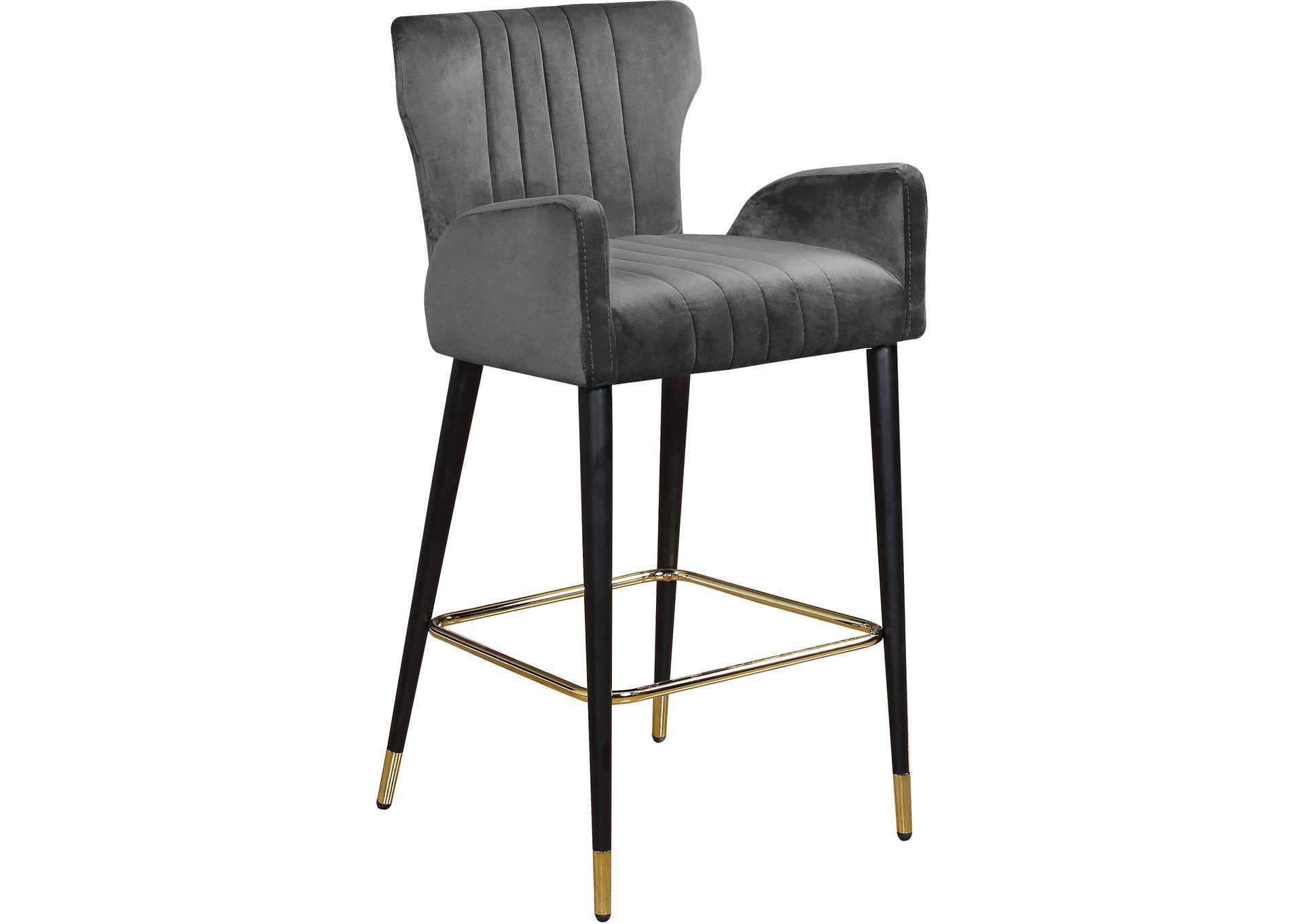 Luxe Grey Velvet Stool Set of 2,Meridian Furniture