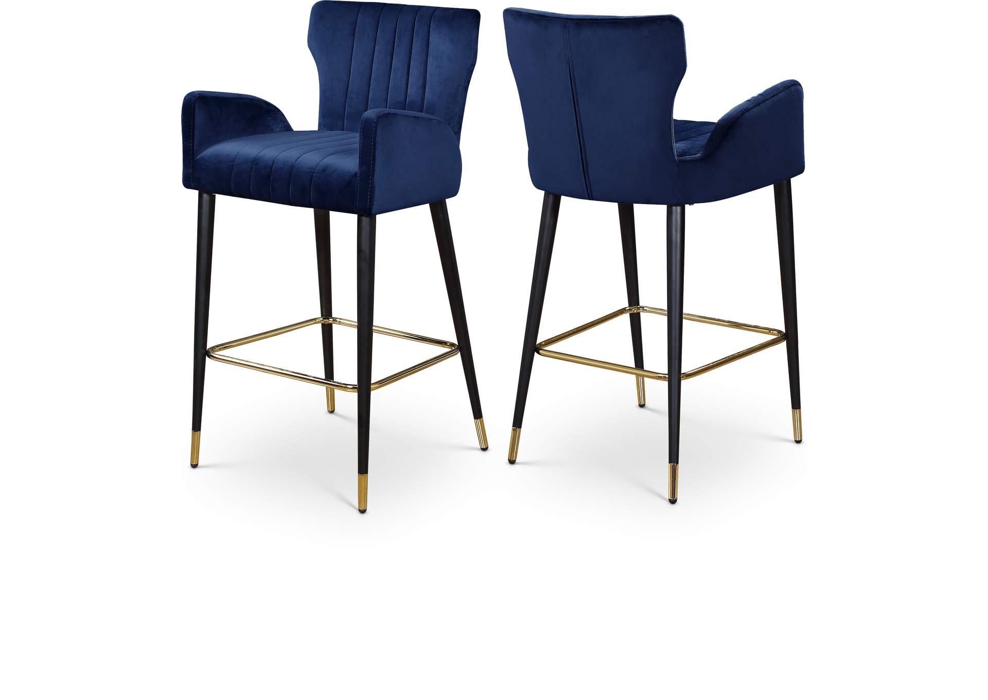 Luxe Navy Velvet Stool Set of 2,Meridian Furniture