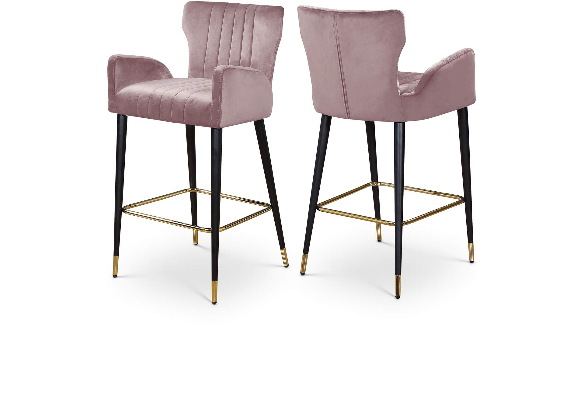 Luxe Pink Velvet Stool Set of 2,Meridian Furniture