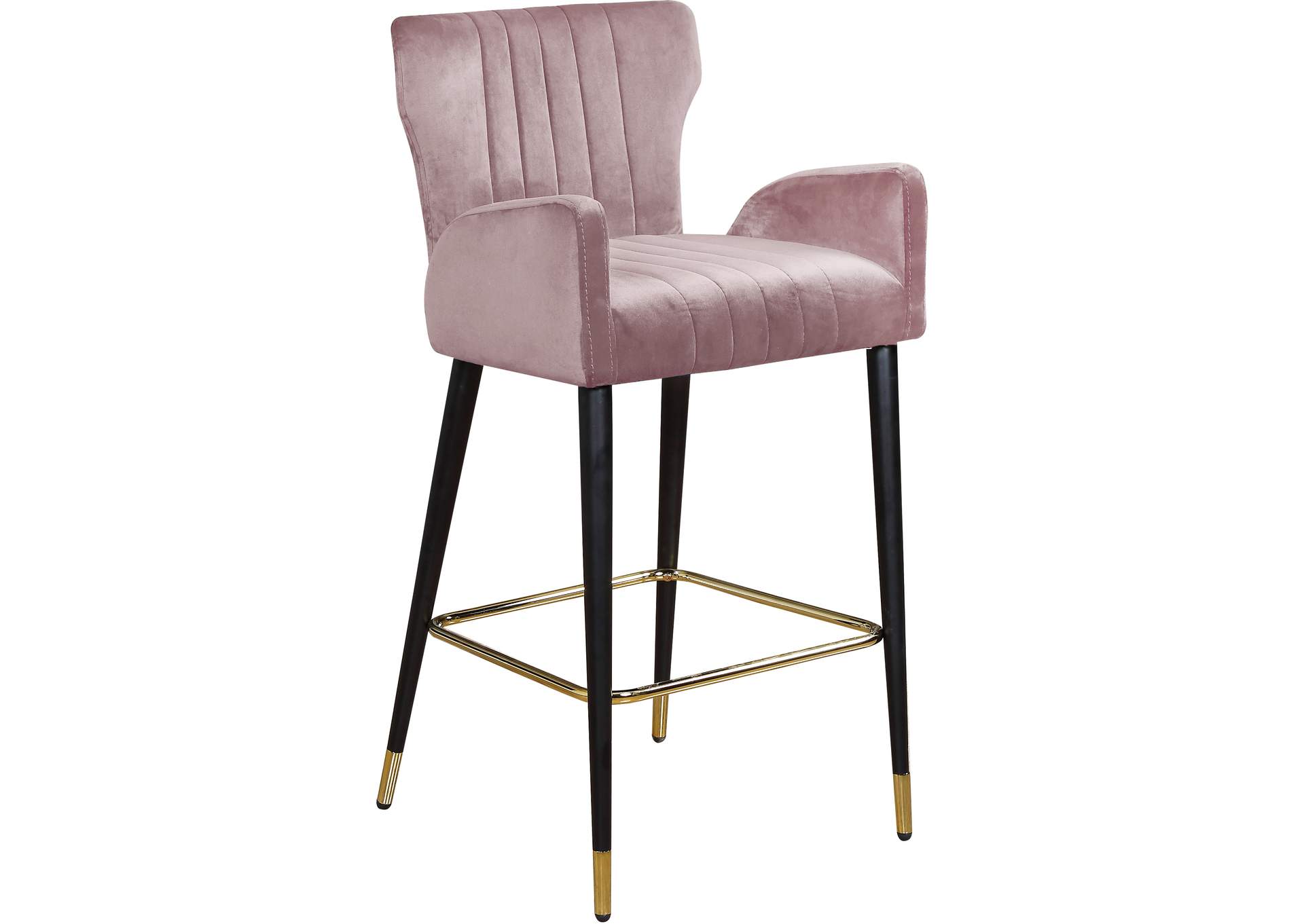 Luxe Pink Velvet Stool Set of 2,Meridian Furniture