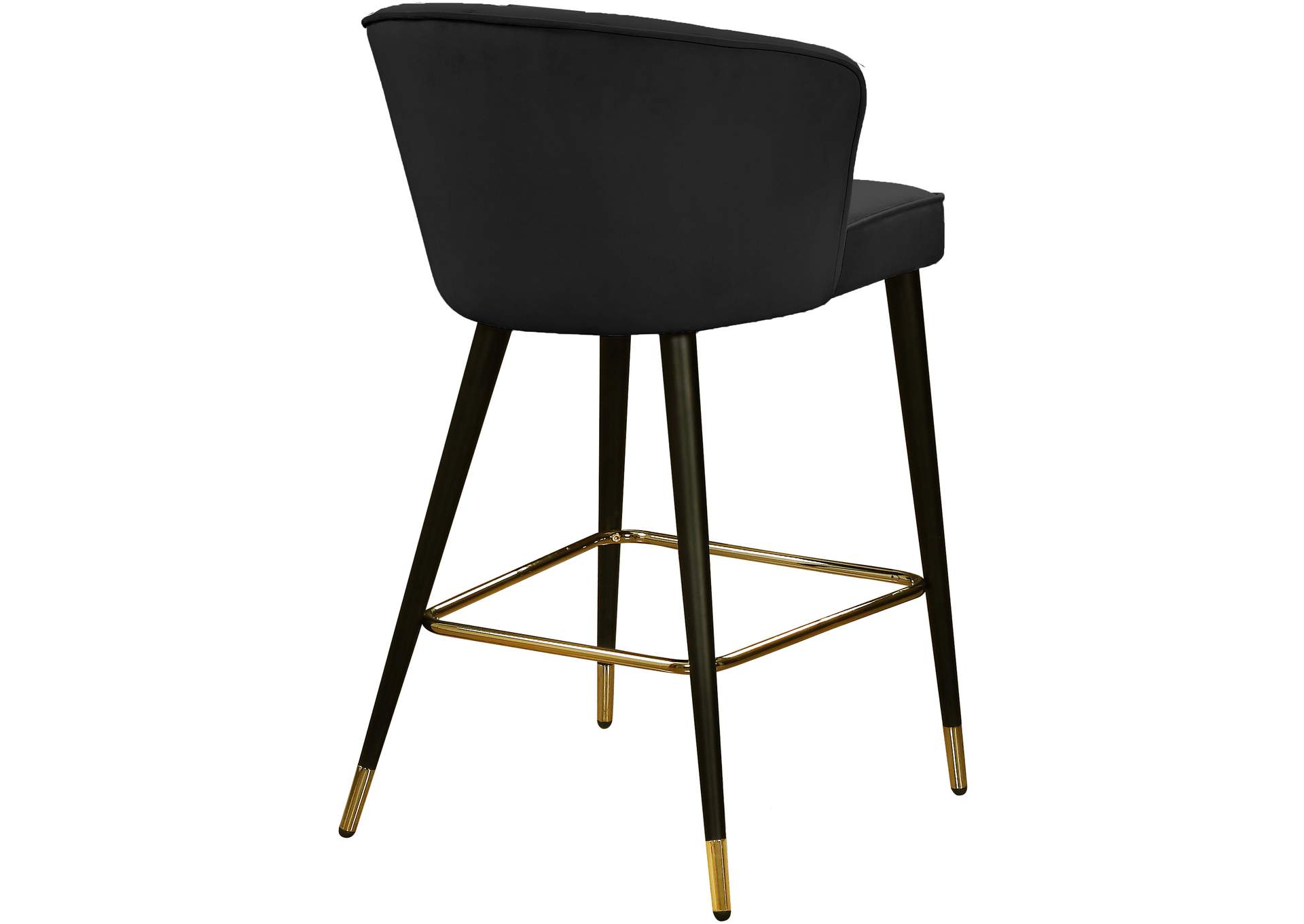 Cassie Black Velvet Stool Set of 2,Meridian Furniture