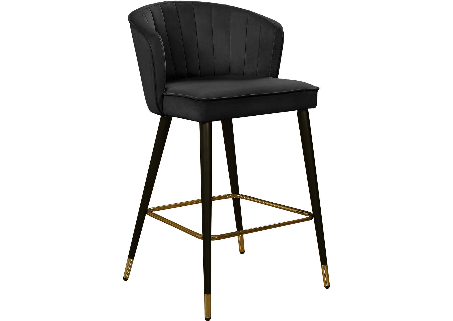 Cassie Black Velvet Stool Set of 2,Meridian Furniture