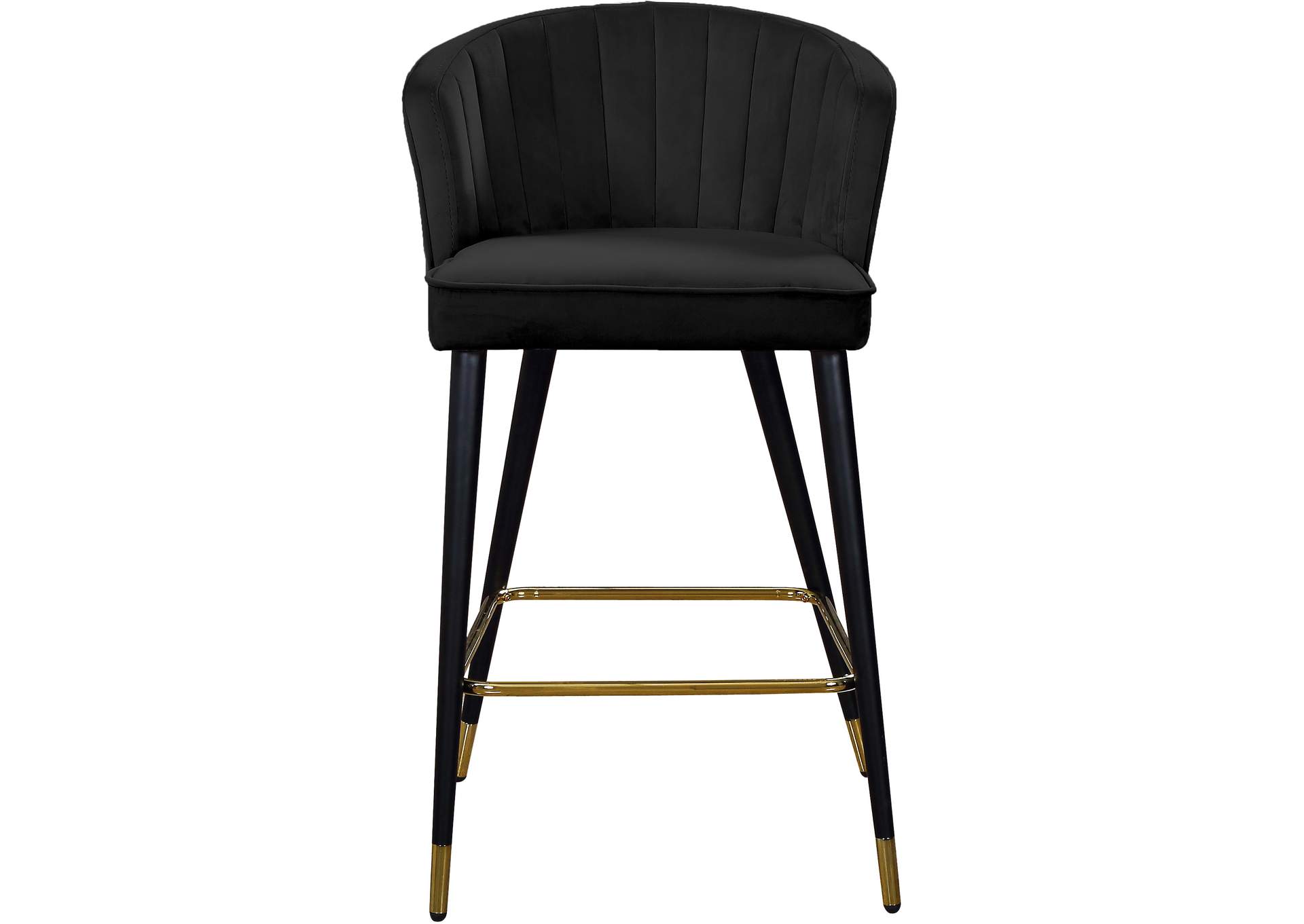 Cassie Black Velvet Stool Set of 2,Meridian Furniture