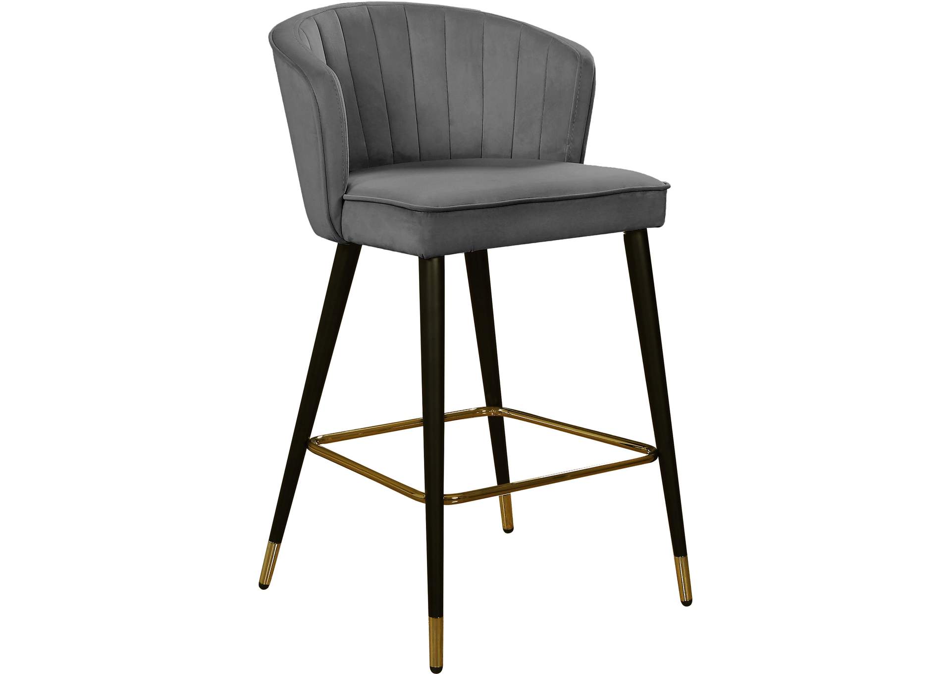 Cassie Grey Velvet Stool Set of 2,Meridian Furniture