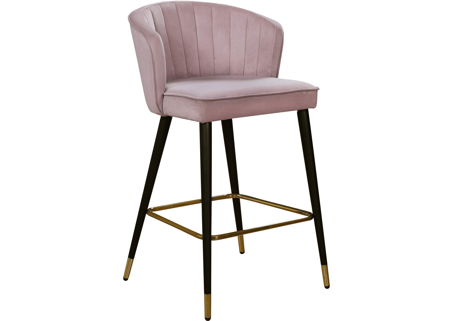 Cassie Pink Velvet Stool Set of 2,Meridian Furniture