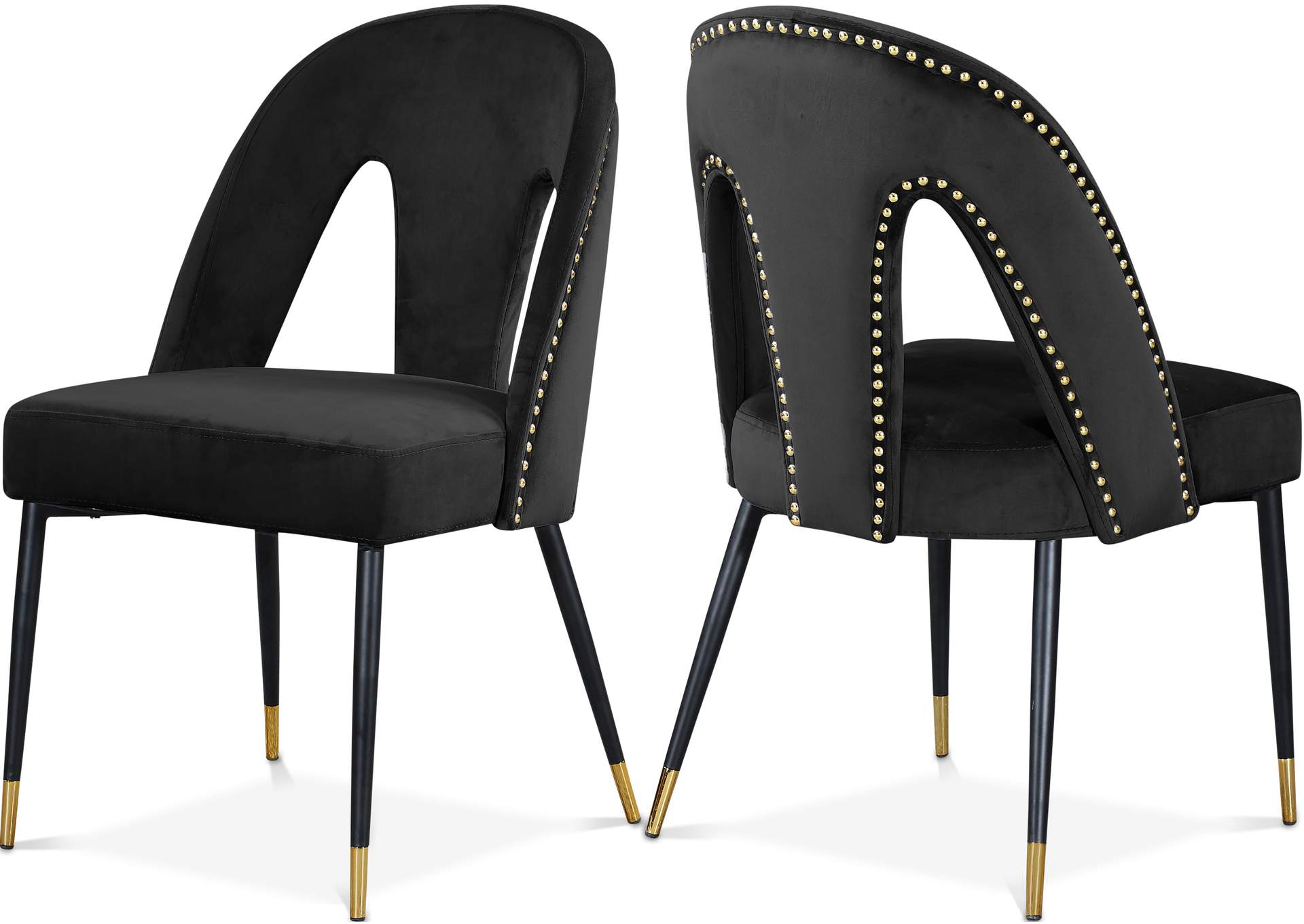 Akoya Black Velvet Dining Chair Set of 2,Meridian Furniture