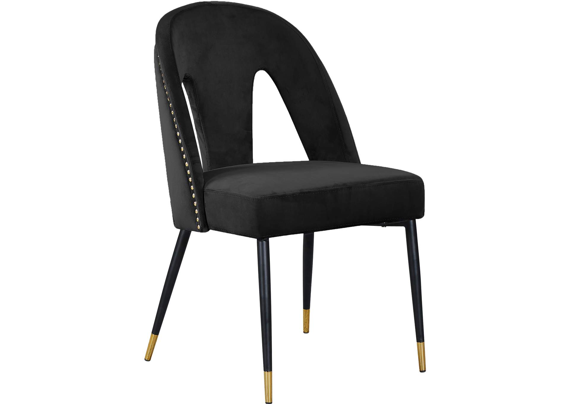 Akoya Black Velvet Dining Chair Set of 2,Meridian Furniture