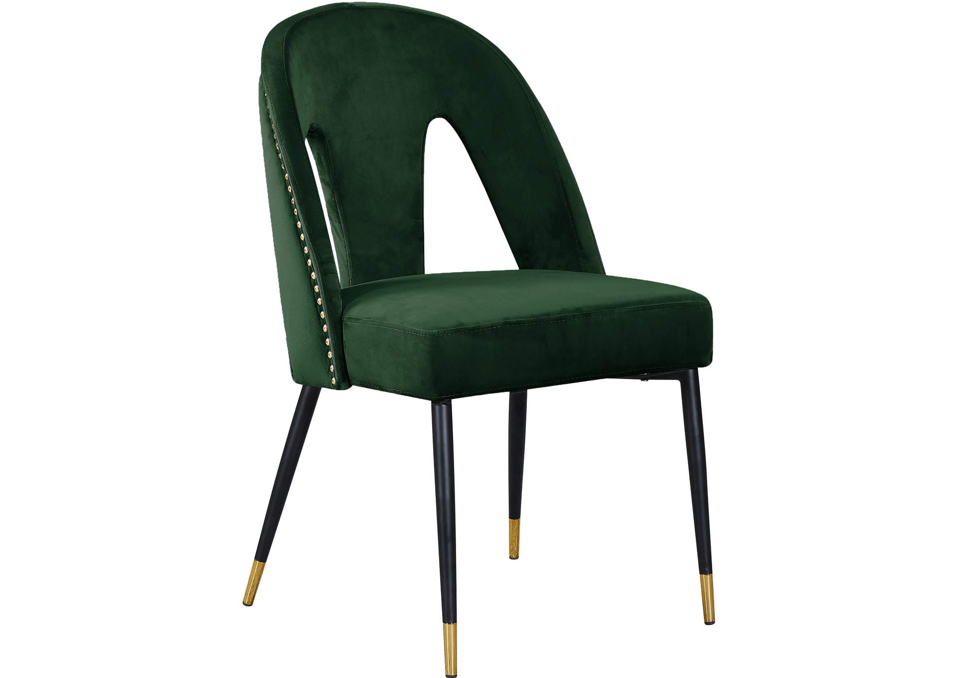 Akoya Green Velvet Dining Chair Set of 2,Meridian Furniture