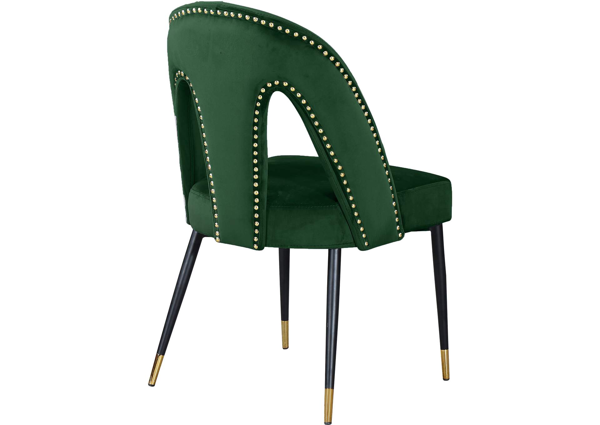 Akoya Green Velvet Dining Chair Set of 2,Meridian Furniture