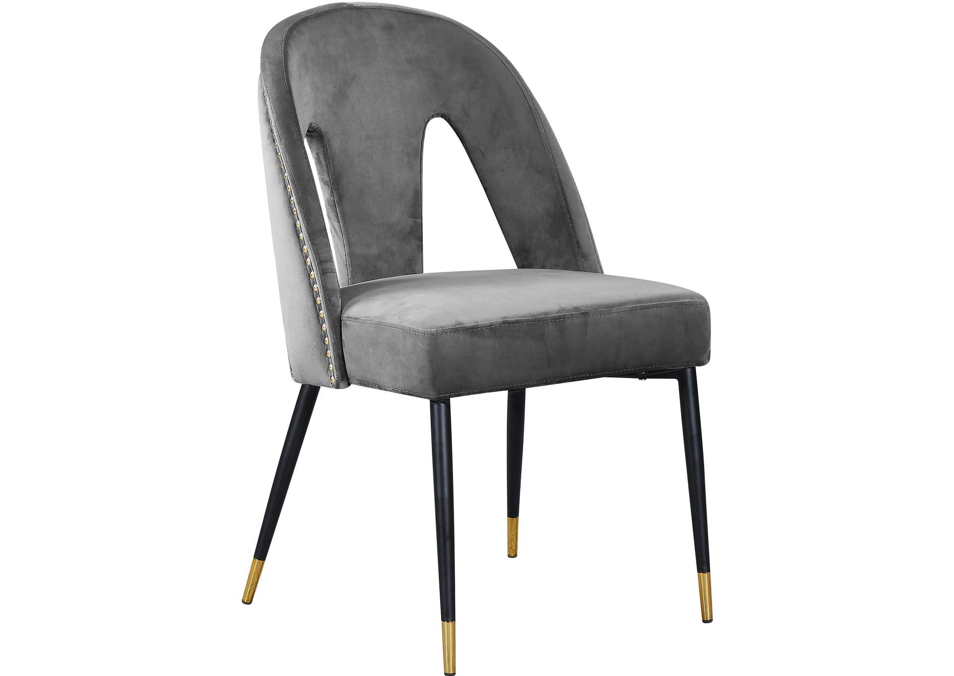 Akoya Grey Velvet Dining Chair Set of 2,Meridian Furniture