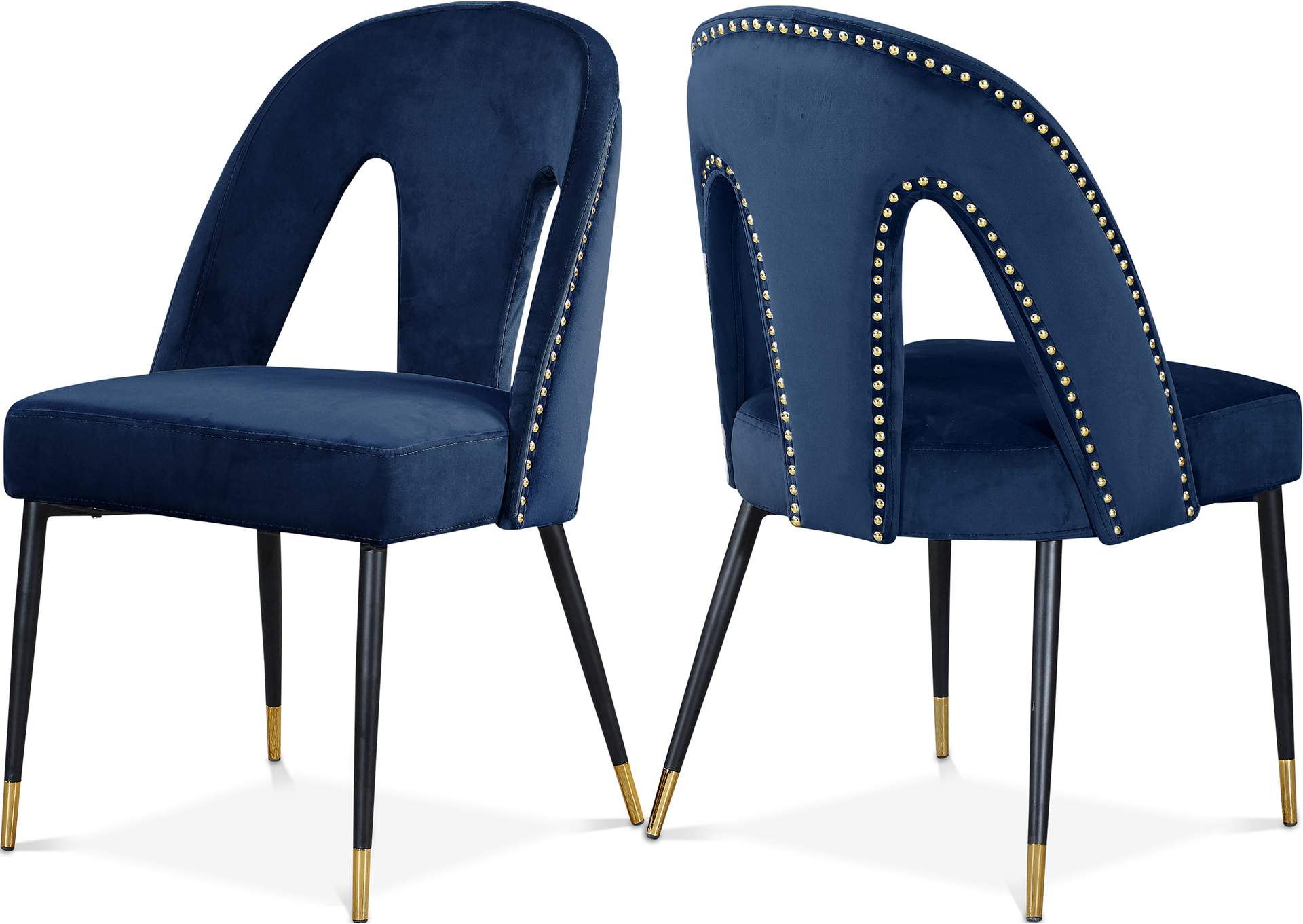 Akoya Navy Velvet Dining Chair Set of 2,Meridian Furniture