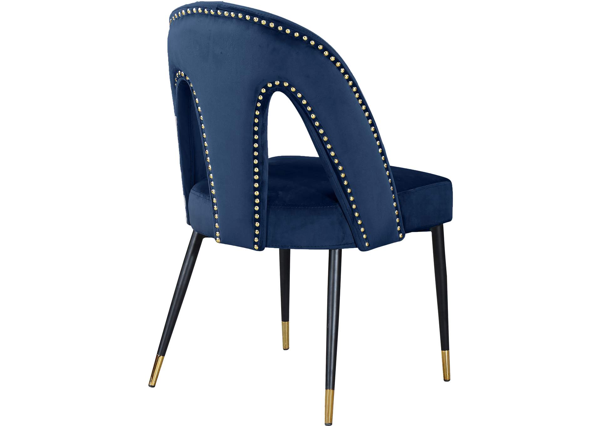 Akoya Navy Velvet Dining Chair Set of 2,Meridian Furniture