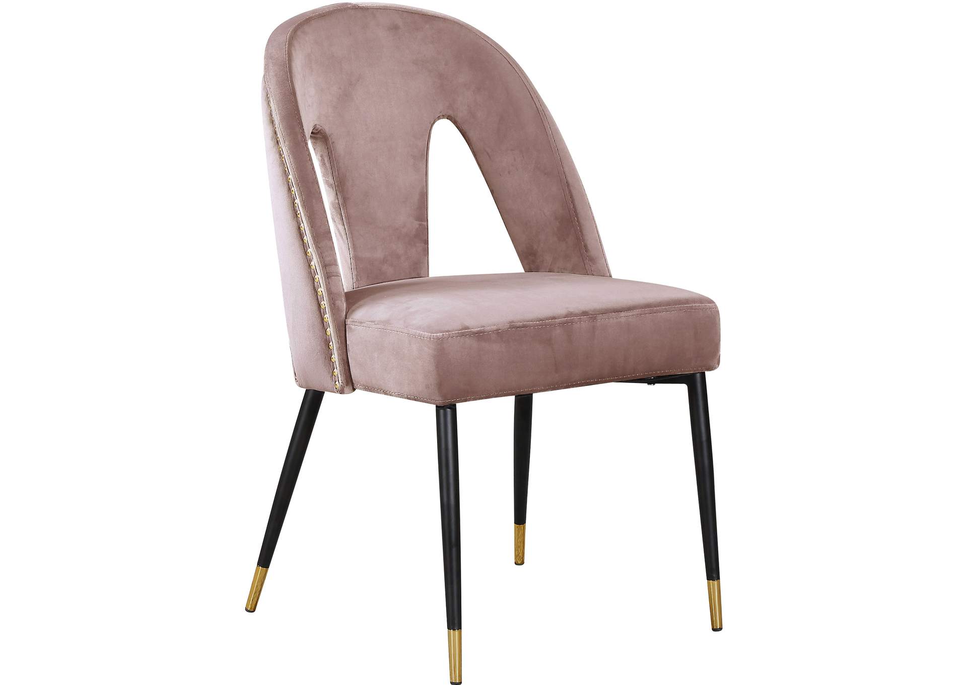 Akoya Pink Velvet Dining Chair Set of 2,Meridian Furniture