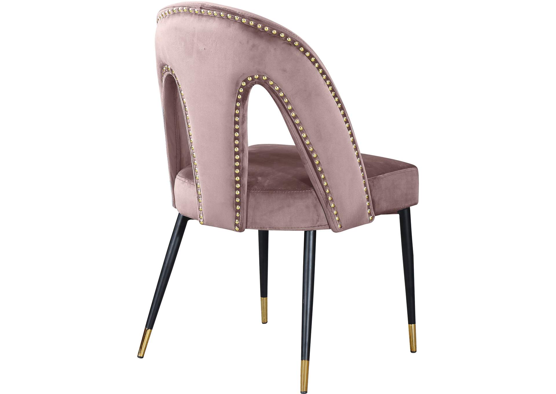 Akoya Pink Velvet Dining Chair Set of 2,Meridian Furniture