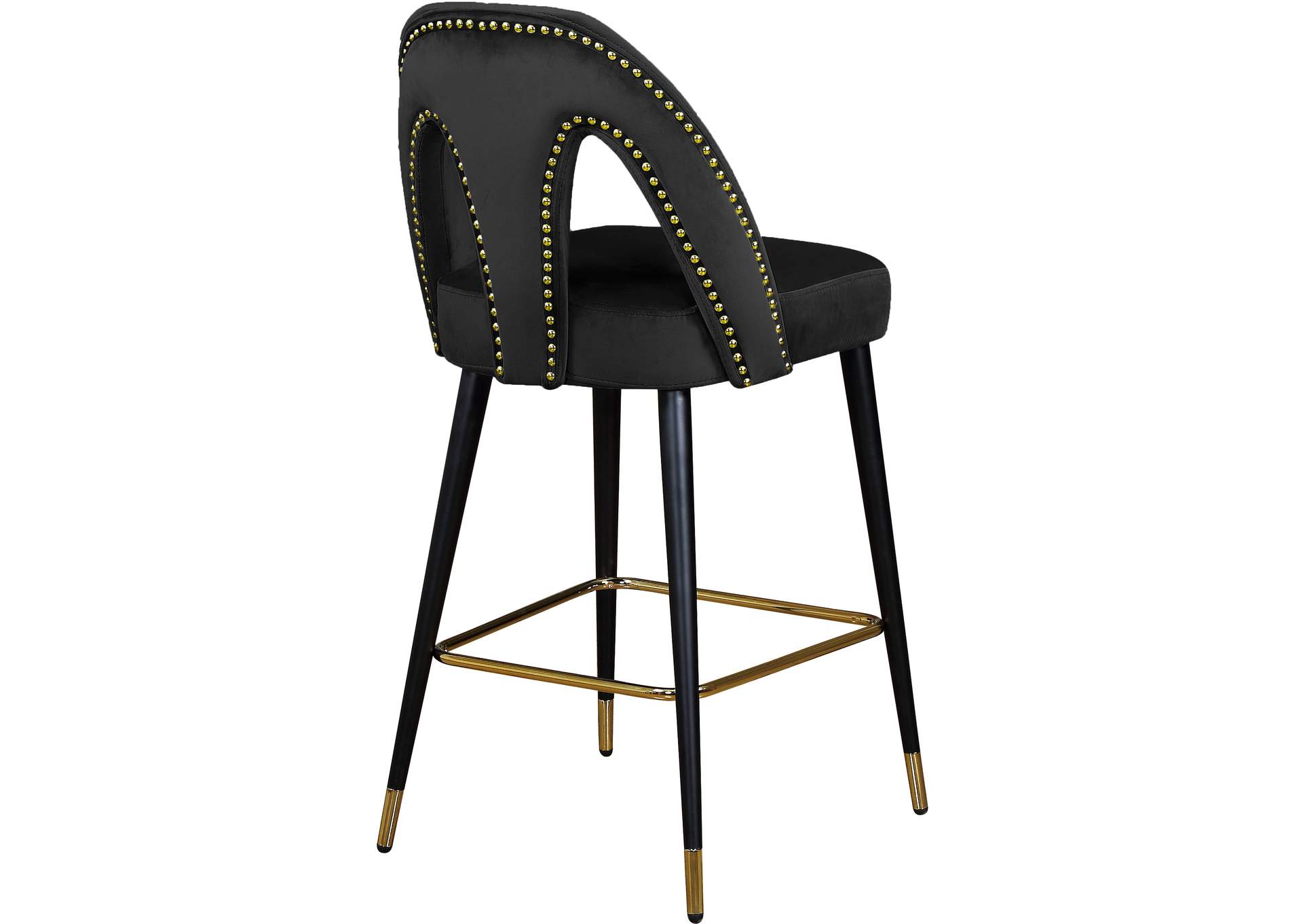 Akoya Black Velvet Stool Set of 2,Meridian Furniture