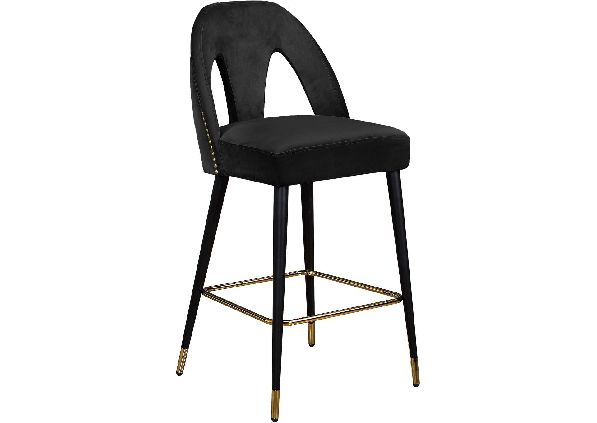 Akoya Black Velvet Stool Set of 2,Meridian Furniture