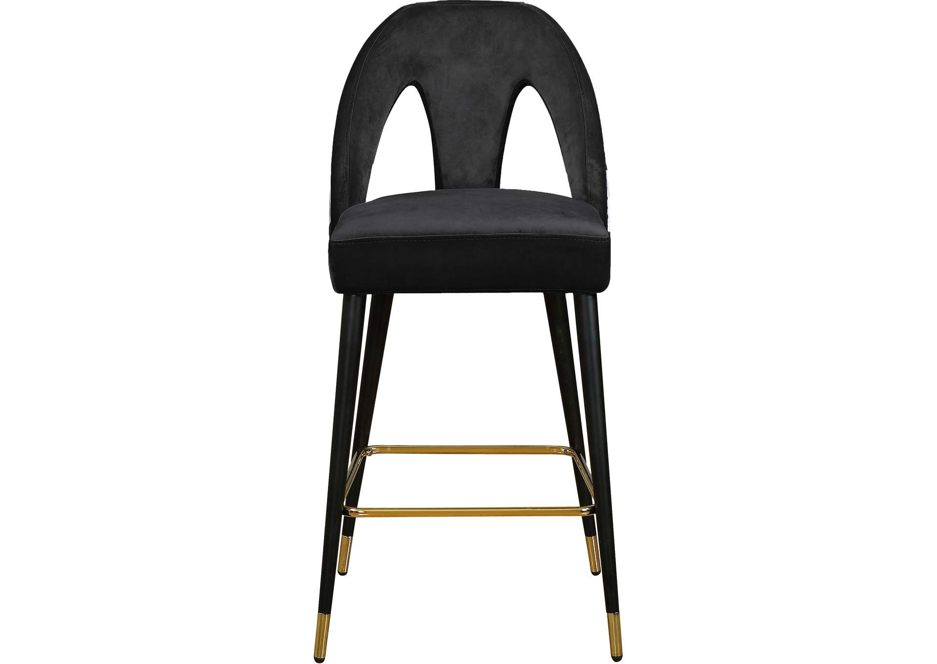 Akoya Black Velvet Stool Set of 2,Meridian Furniture