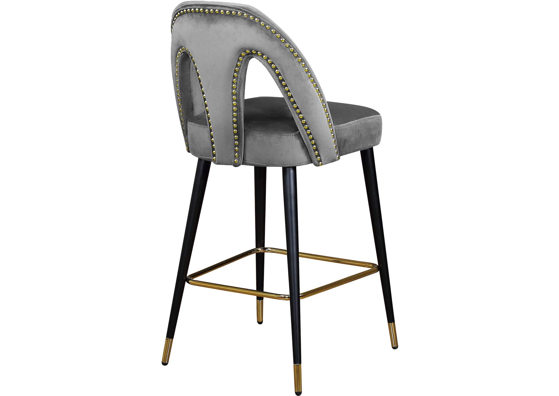 Akoya Grey Velvet Stool Set of 2,Meridian Furniture