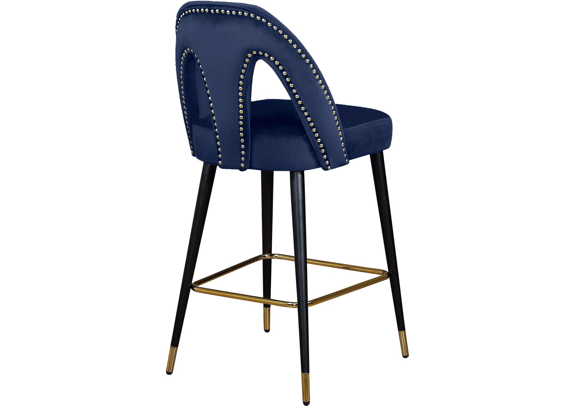 Akoya Navy Velvet Stool Set of 2,Meridian Furniture