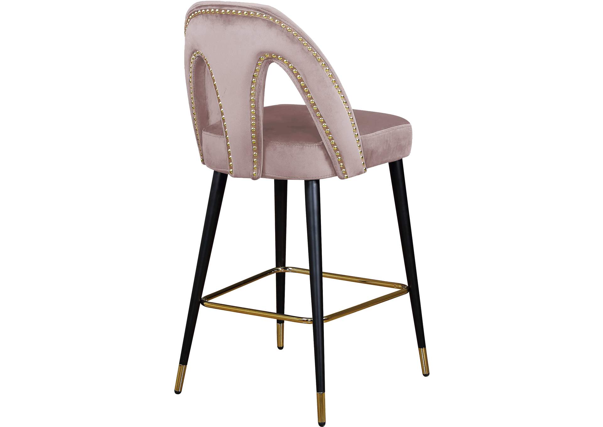 Akoya Pink Velvet Stool Set of 2,Meridian Furniture