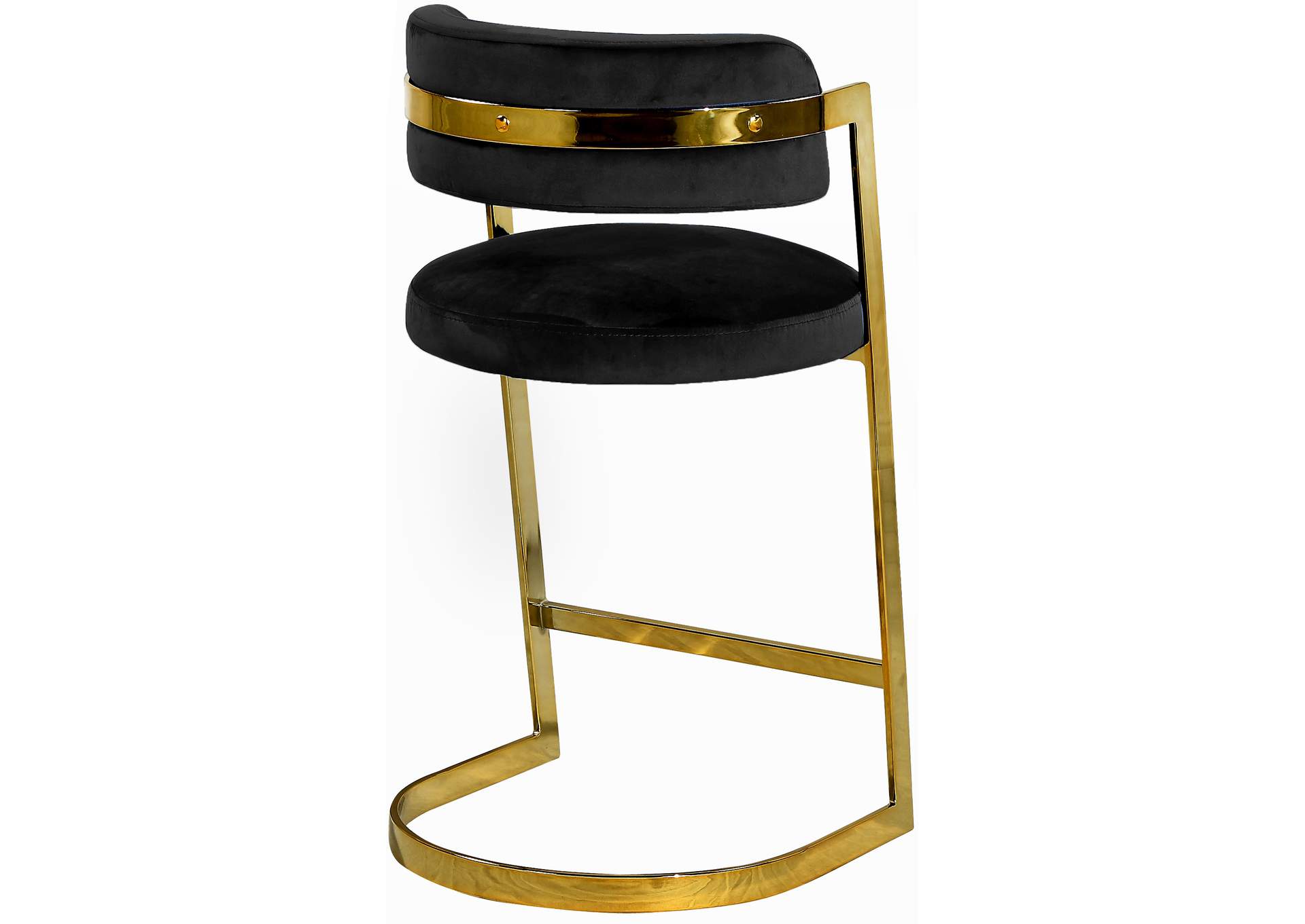 Stephanie Black Velvet Stool Set of 2,Meridian Furniture