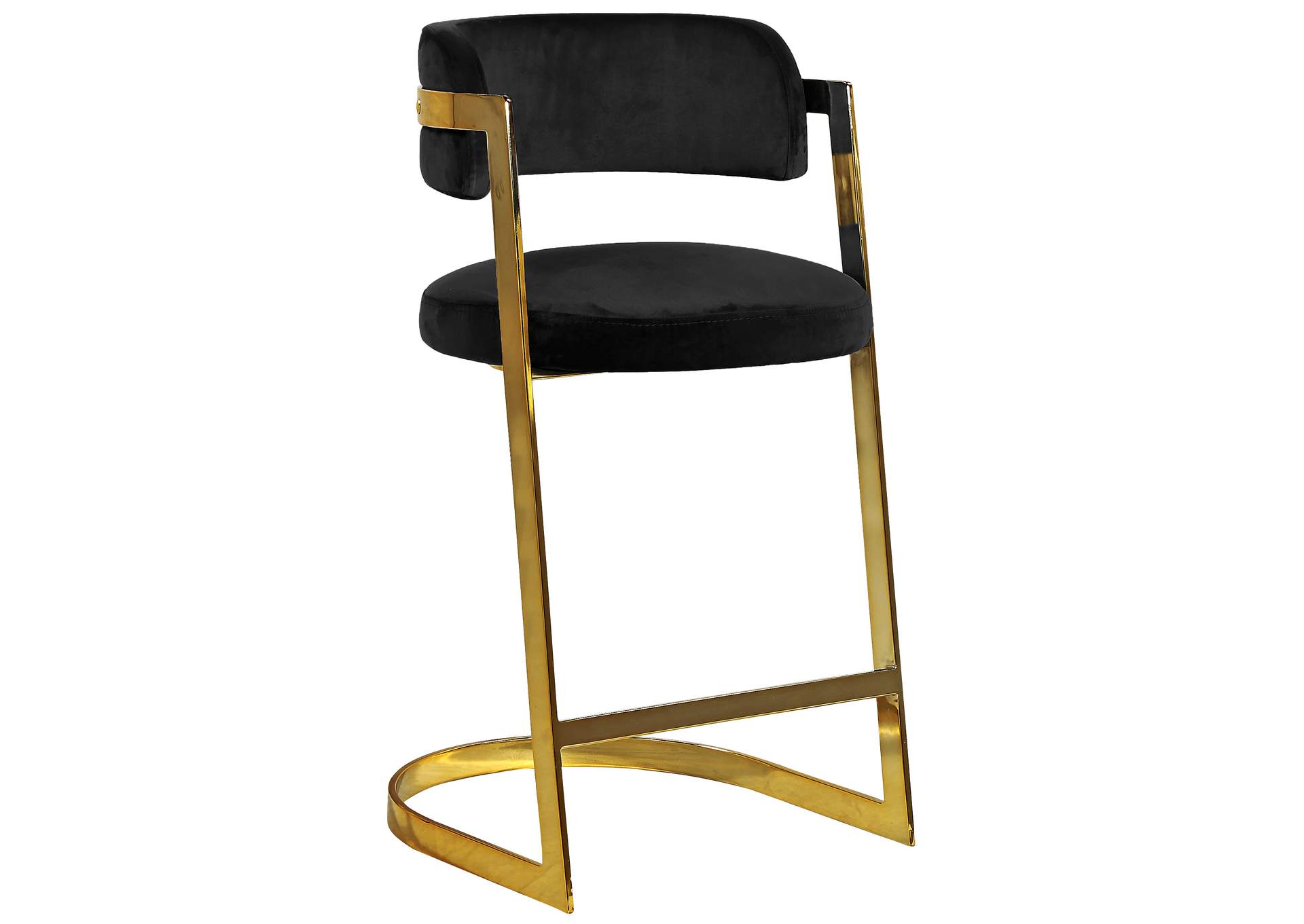 Stephanie Black Velvet Stool Set of 2,Meridian Furniture