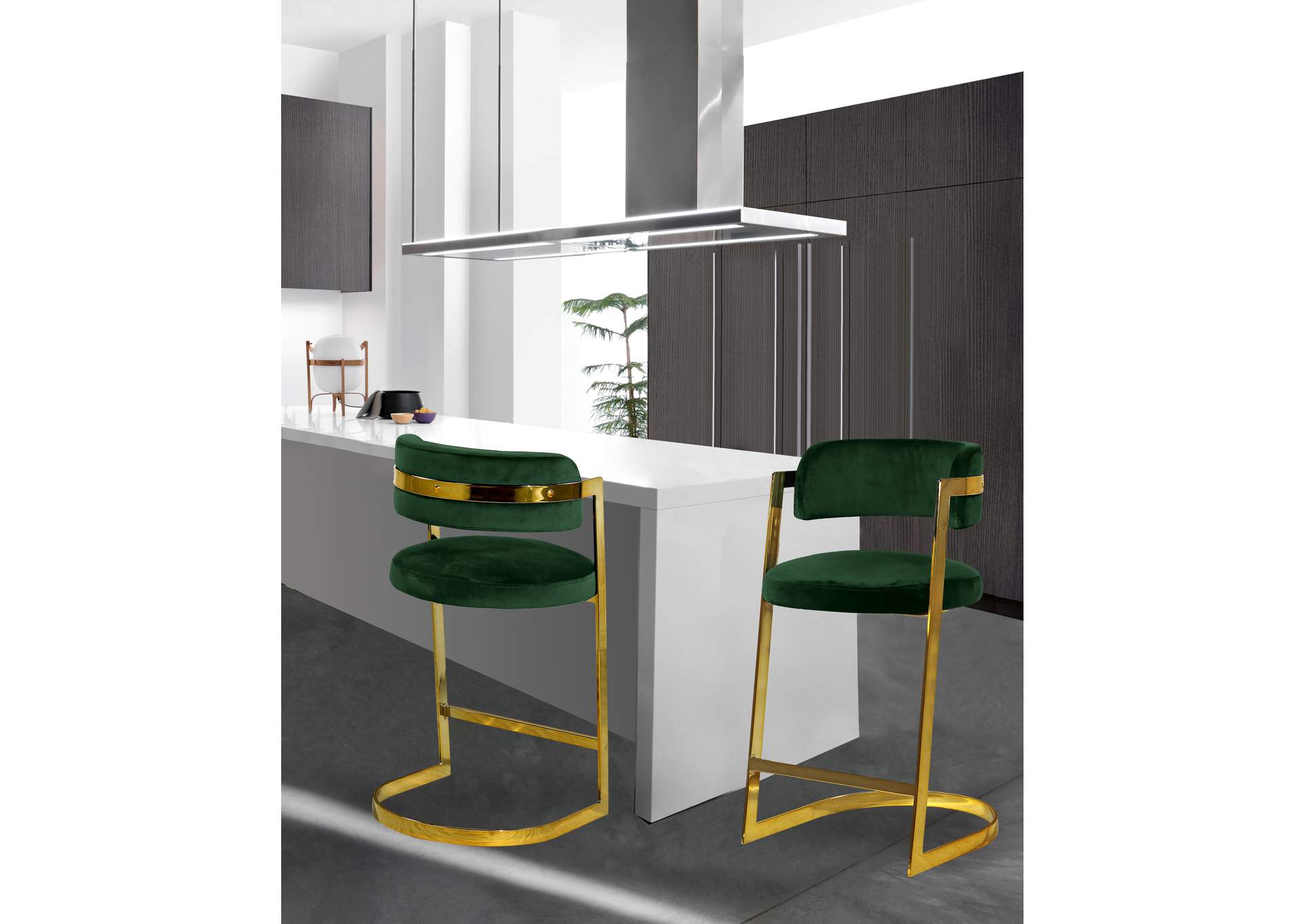 Stephanie Green Velvet Stool Set of 2,Meridian Furniture