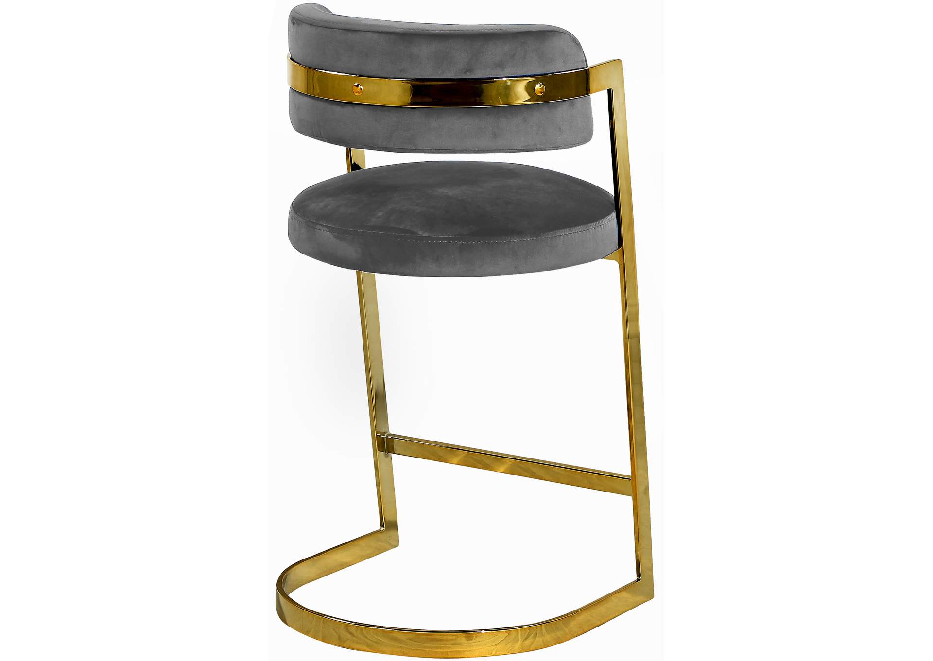 Stephanie Grey Velvet Stool Set of 2,Meridian Furniture