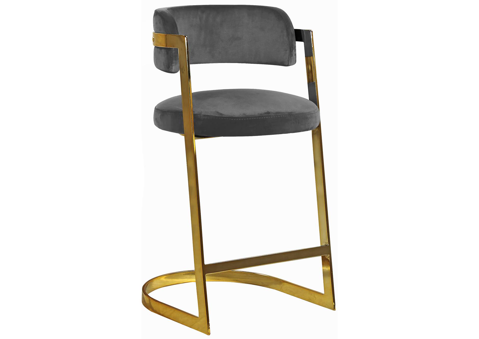 Stephanie Grey Velvet Stool Set of 2,Meridian Furniture