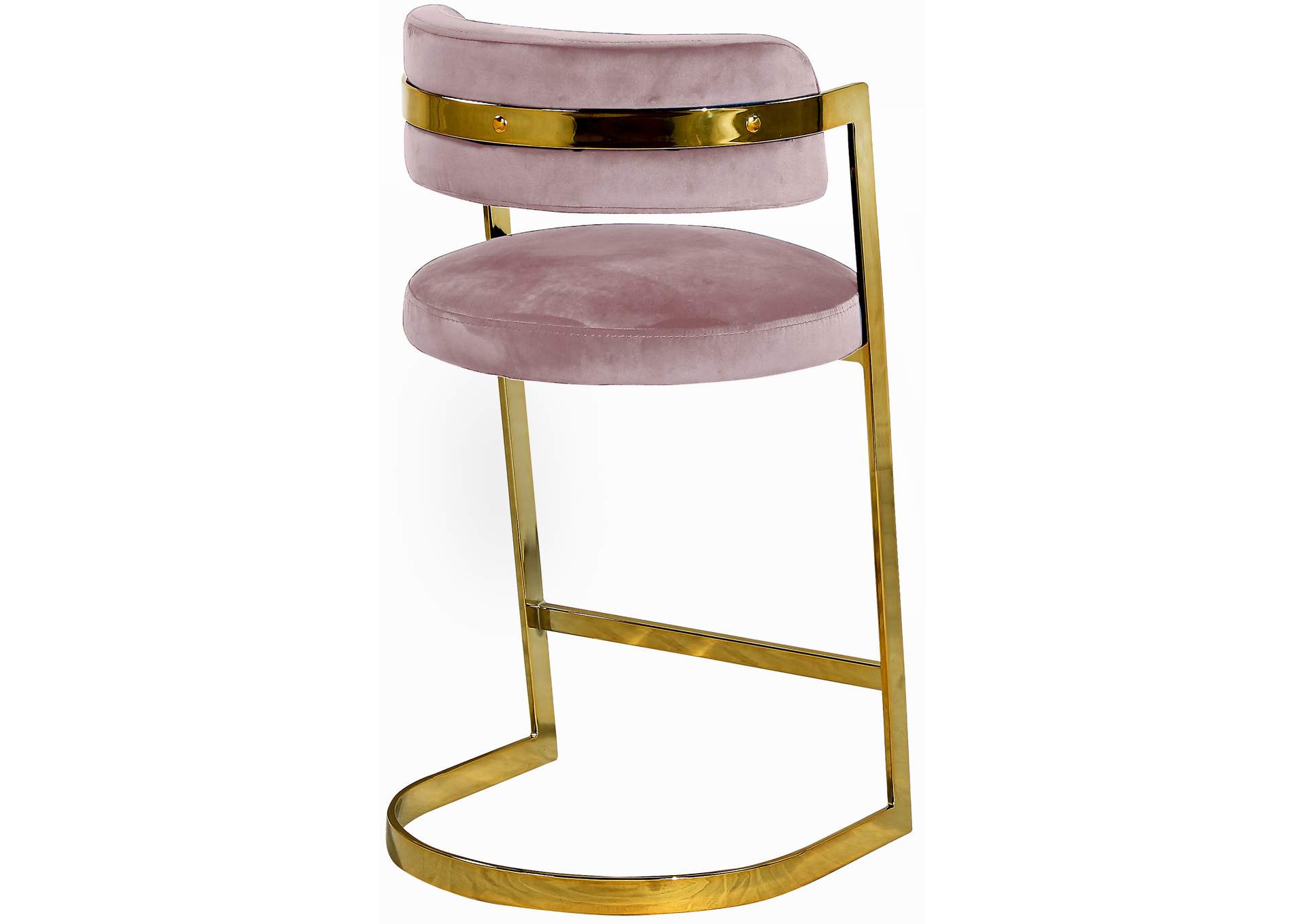 Stephanie Pink Velvet Stool Set of 2,Meridian Furniture