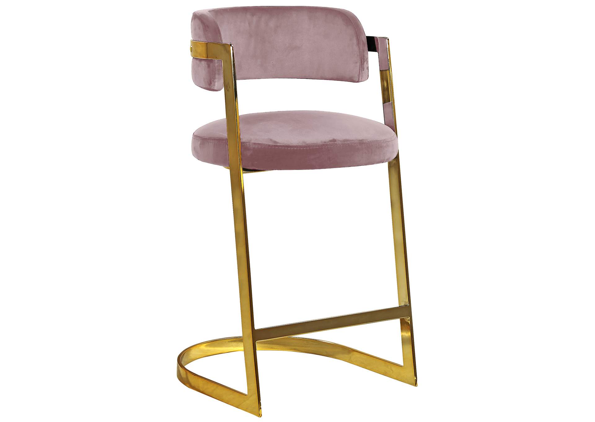 Stephanie Pink Velvet Stool Set of 2,Meridian Furniture