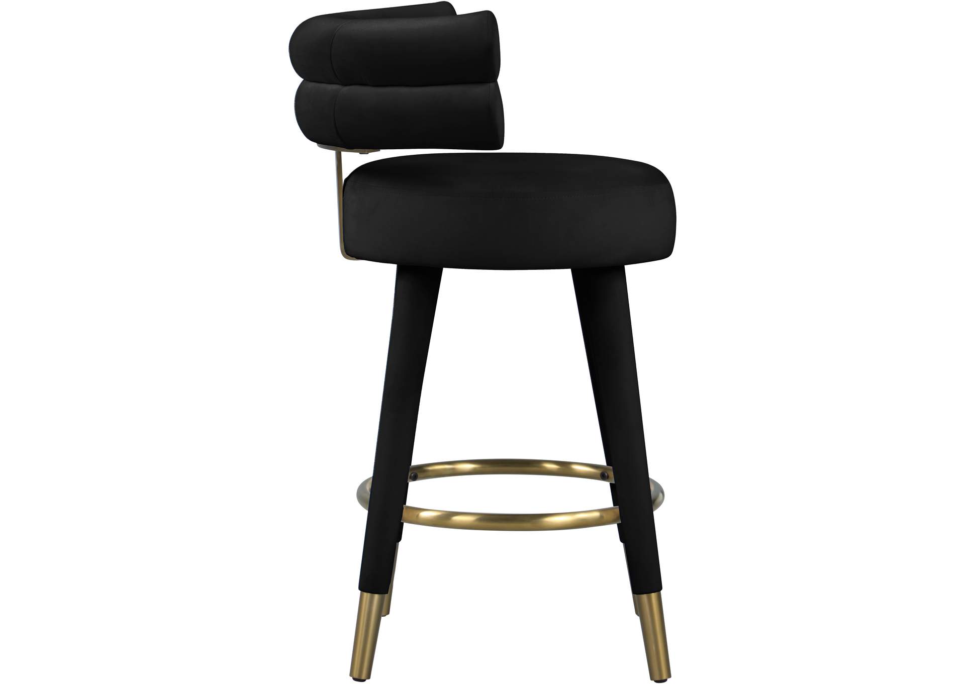 Fitzroy Black Velvet Counter Stool Set of 2,Meridian Furniture