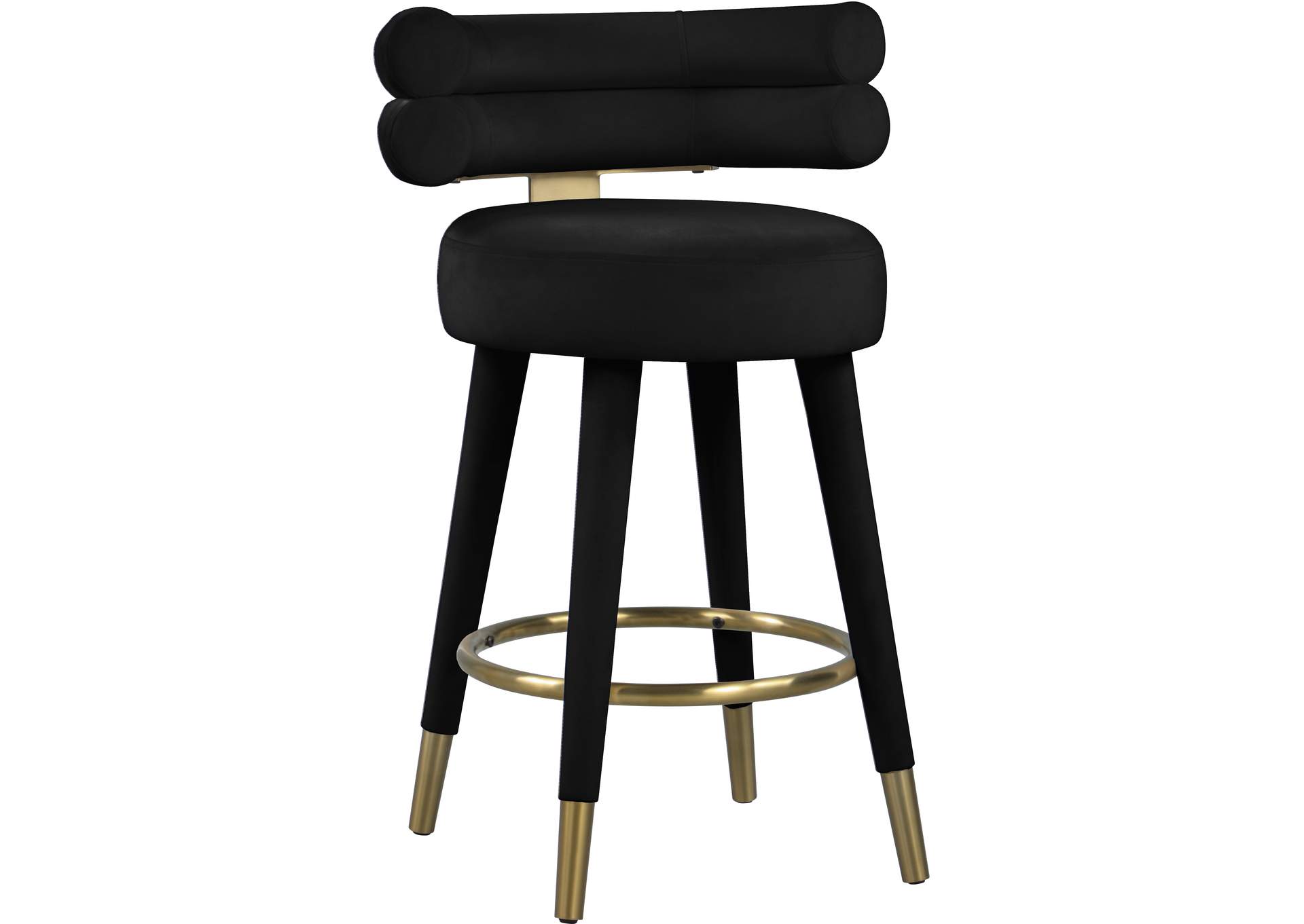 Fitzroy Black Velvet Counter Stool Set of 2,Meridian Furniture