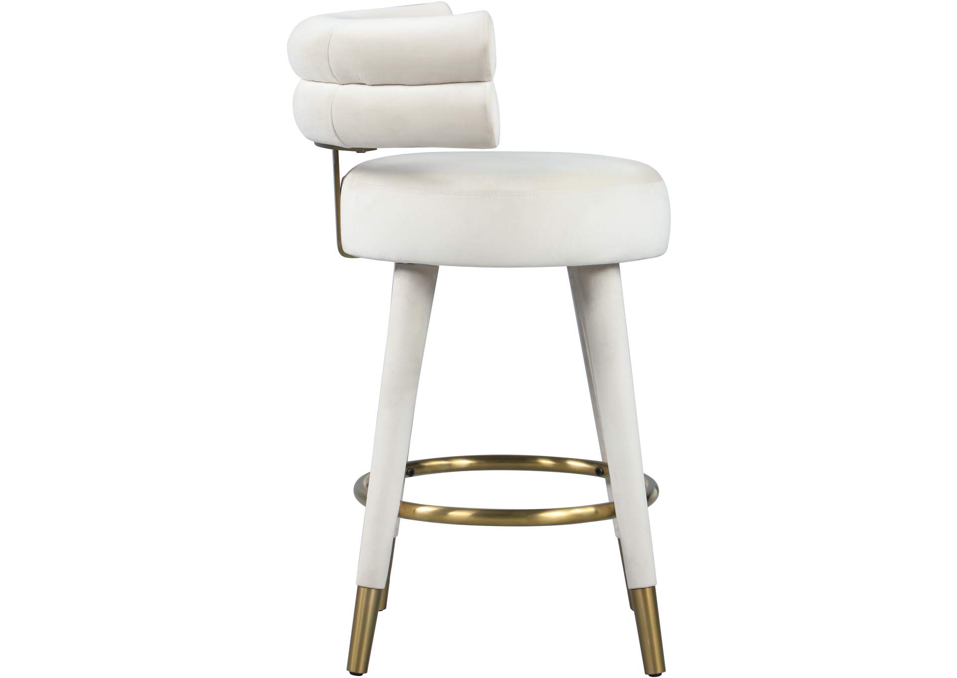 Fitzroy Cream Velvet Counter Stool Set of 2,Meridian Furniture