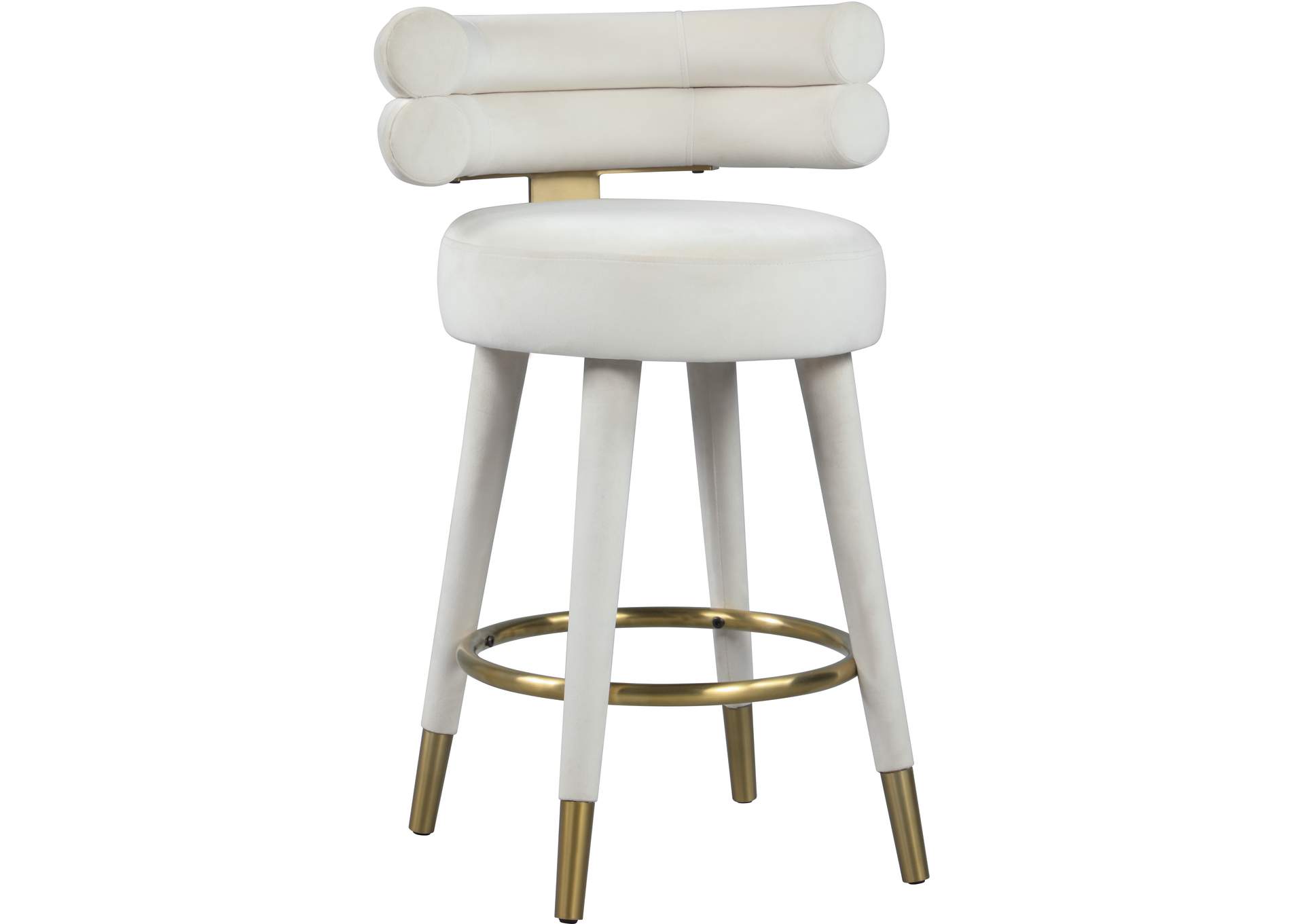 Fitzroy Cream Velvet Counter Stool Set of 2,Meridian Furniture