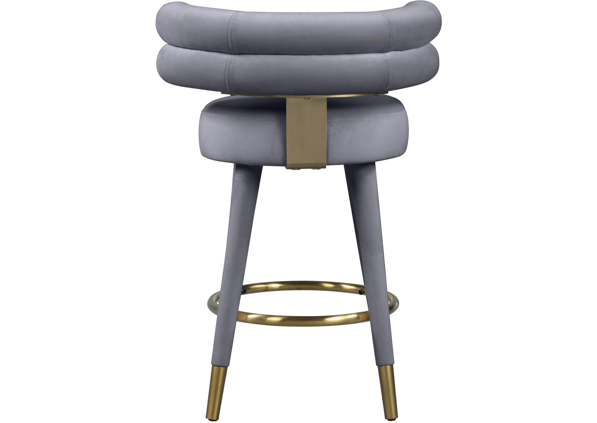 Fitzroy Grey Velvet Counter Stool Set of 2,Meridian Furniture