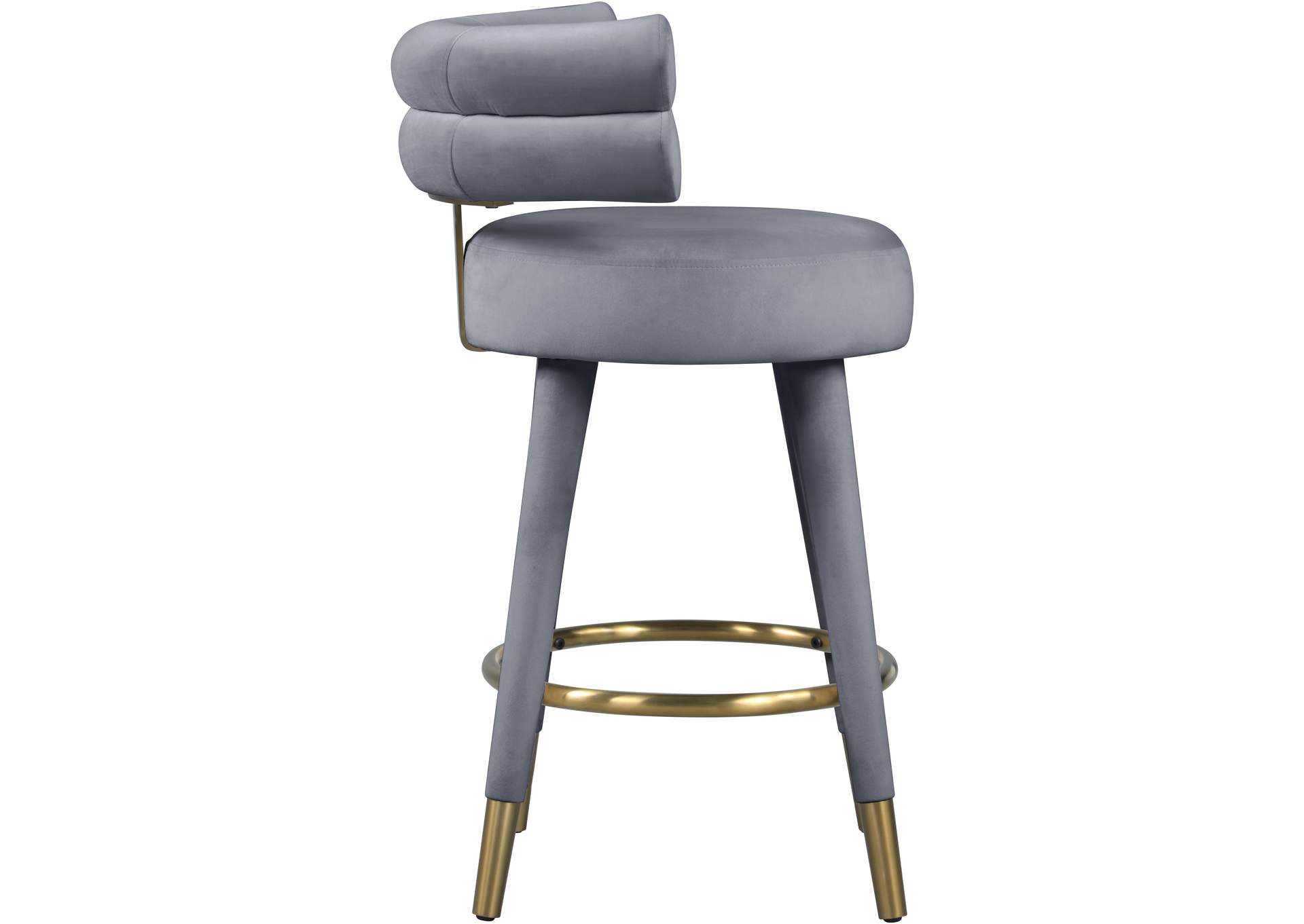 Fitzroy Grey Velvet Counter Stool Set of 2,Meridian Furniture