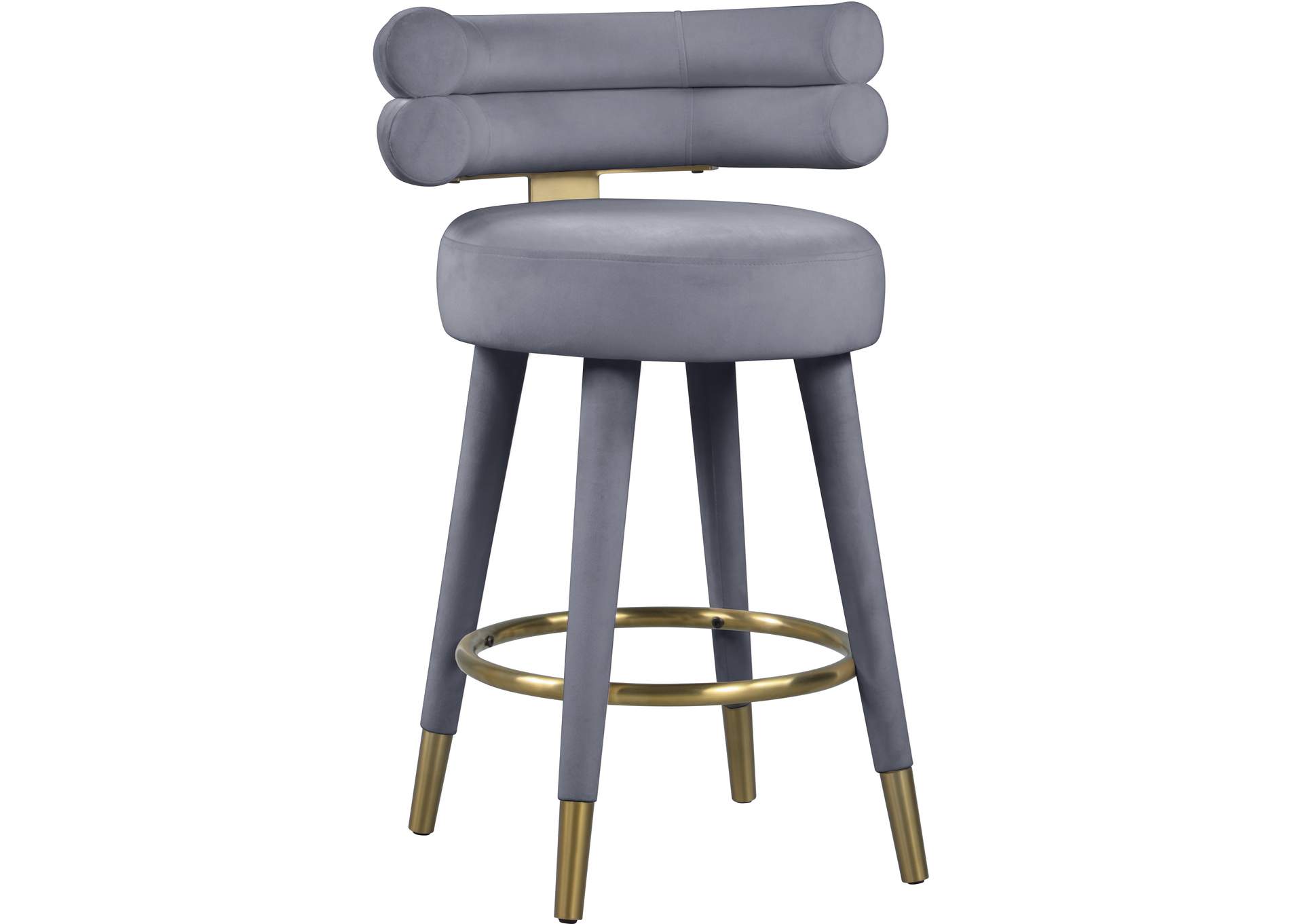 Fitzroy Grey Velvet Counter Stool Set of 2,Meridian Furniture