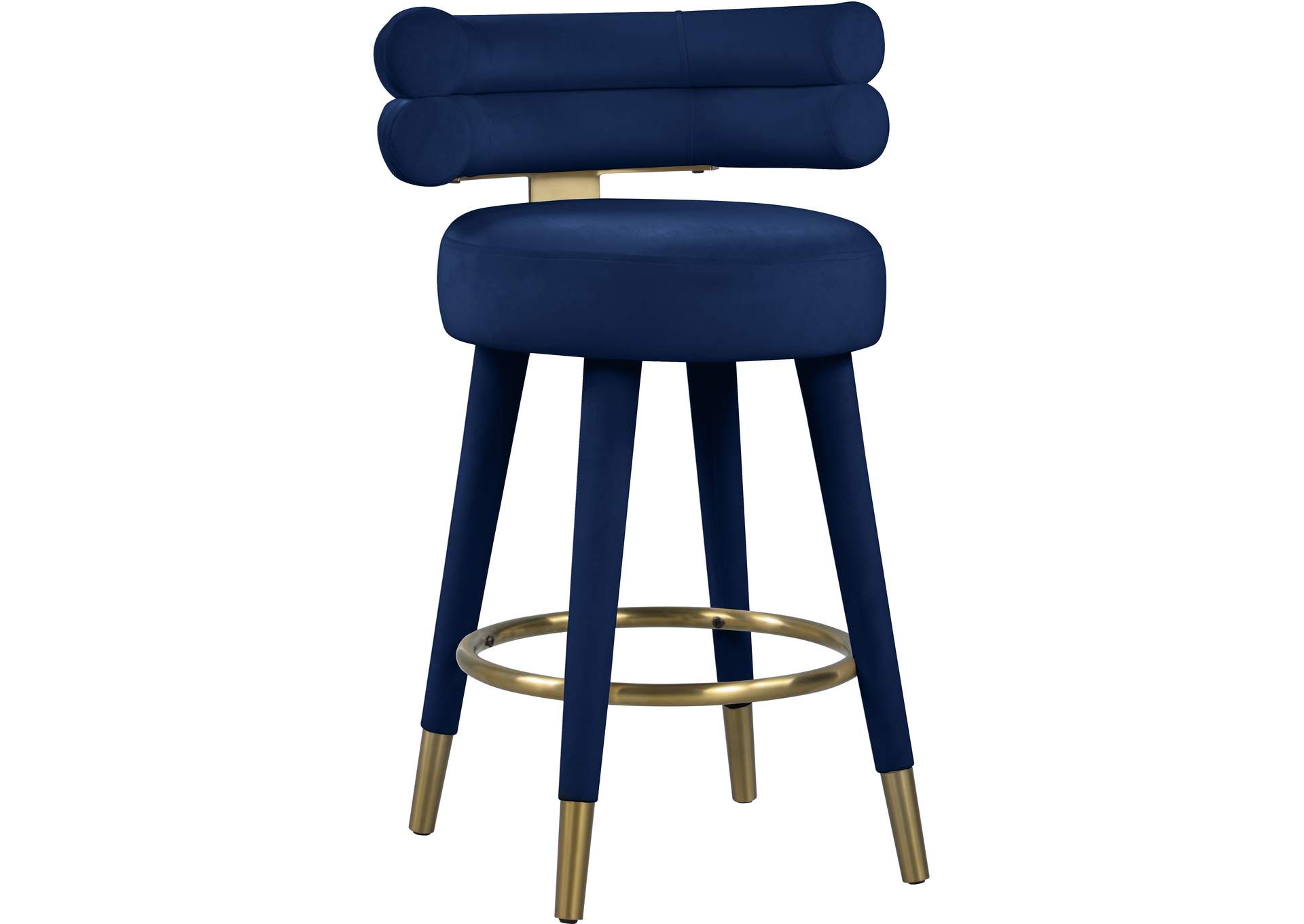 Fitzroy Navy Velvet Counter Stool Set of 2,Meridian Furniture