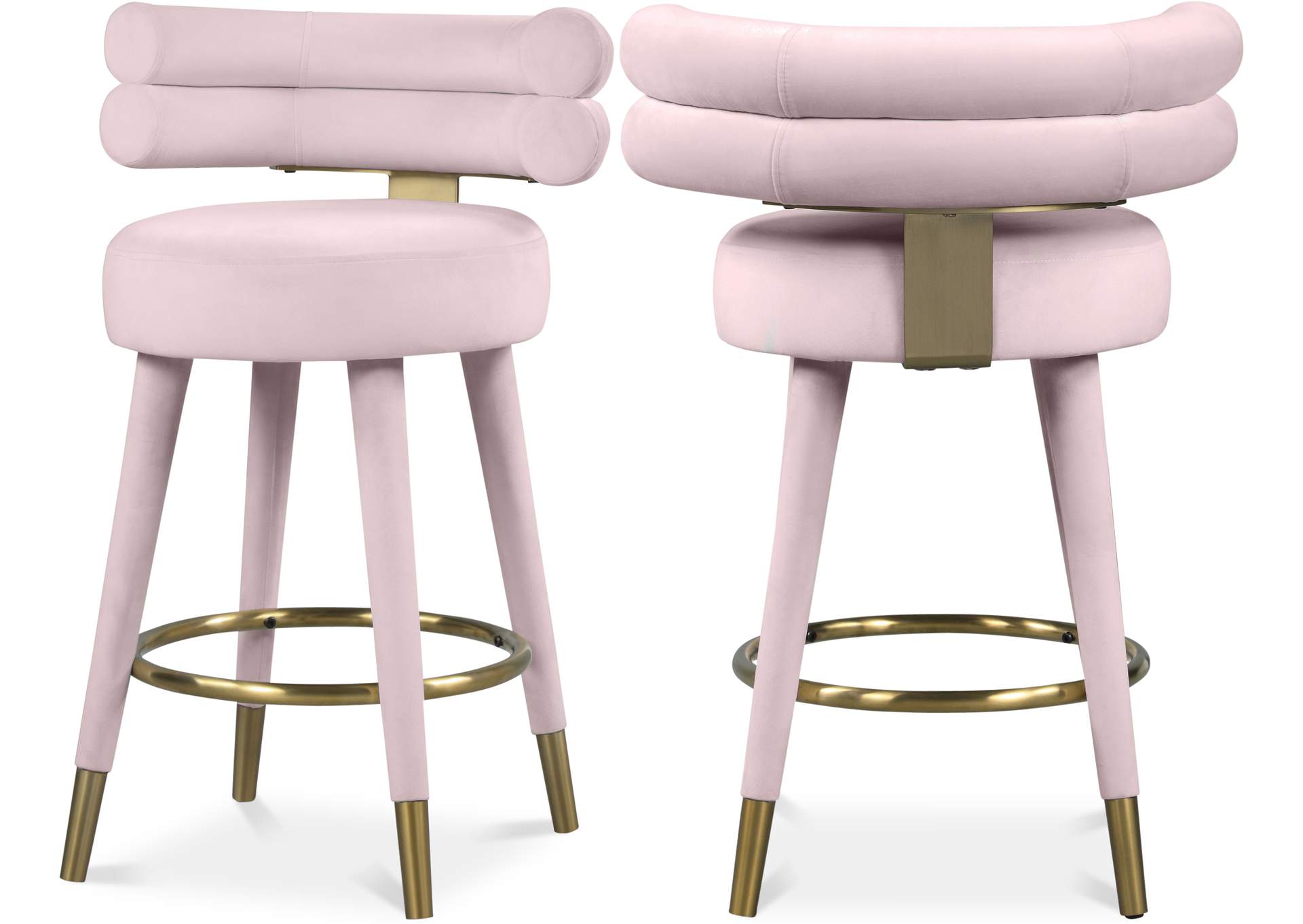 Fitzroy Pink Velvet Counter Stool Set of 2,Meridian Furniture