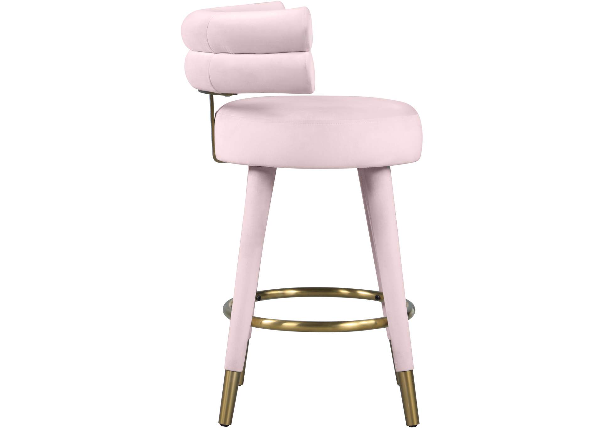 Fitzroy Pink Velvet Counter Stool Set of 2,Meridian Furniture