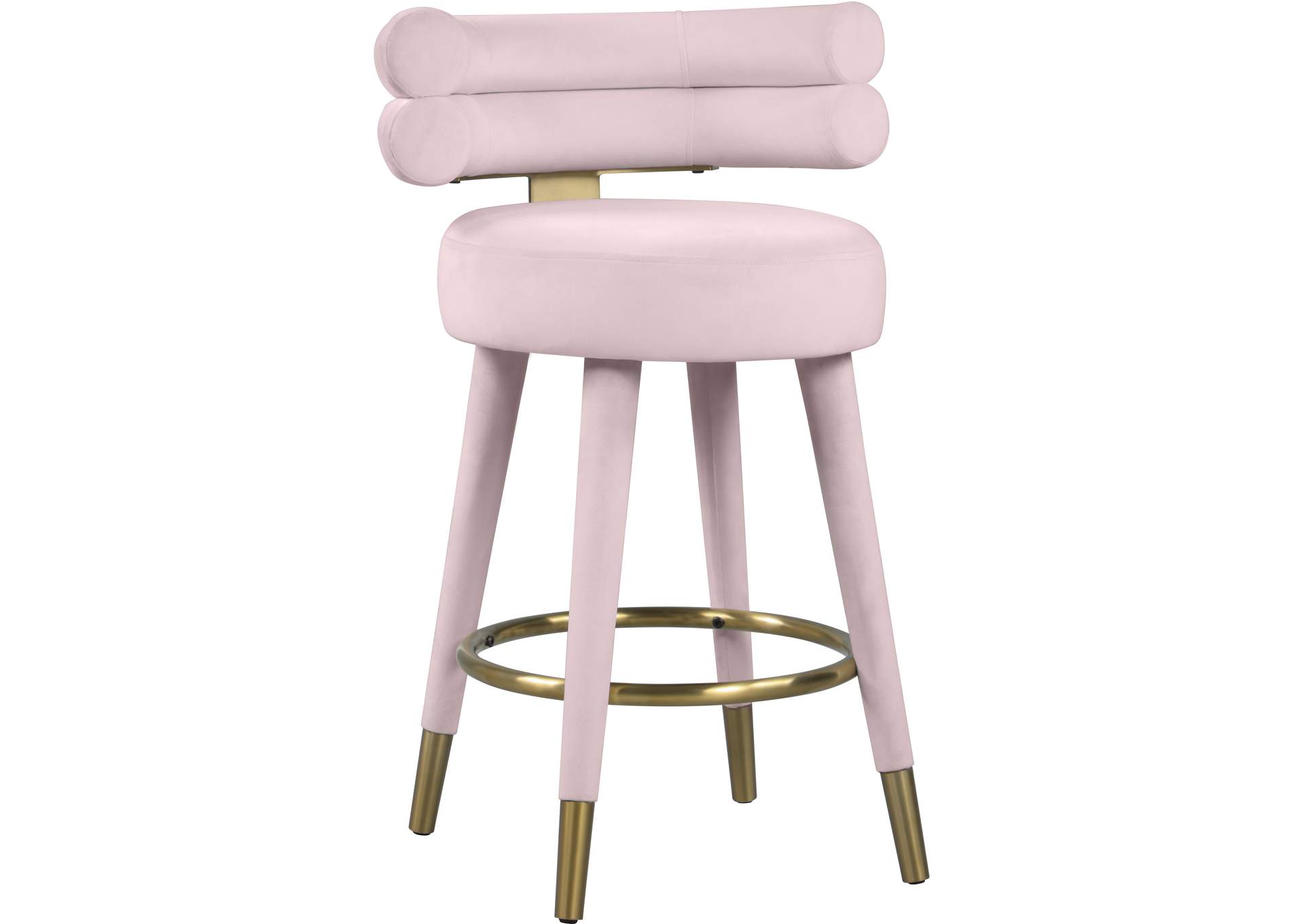 Fitzroy Pink Velvet Counter Stool Set of 2,Meridian Furniture