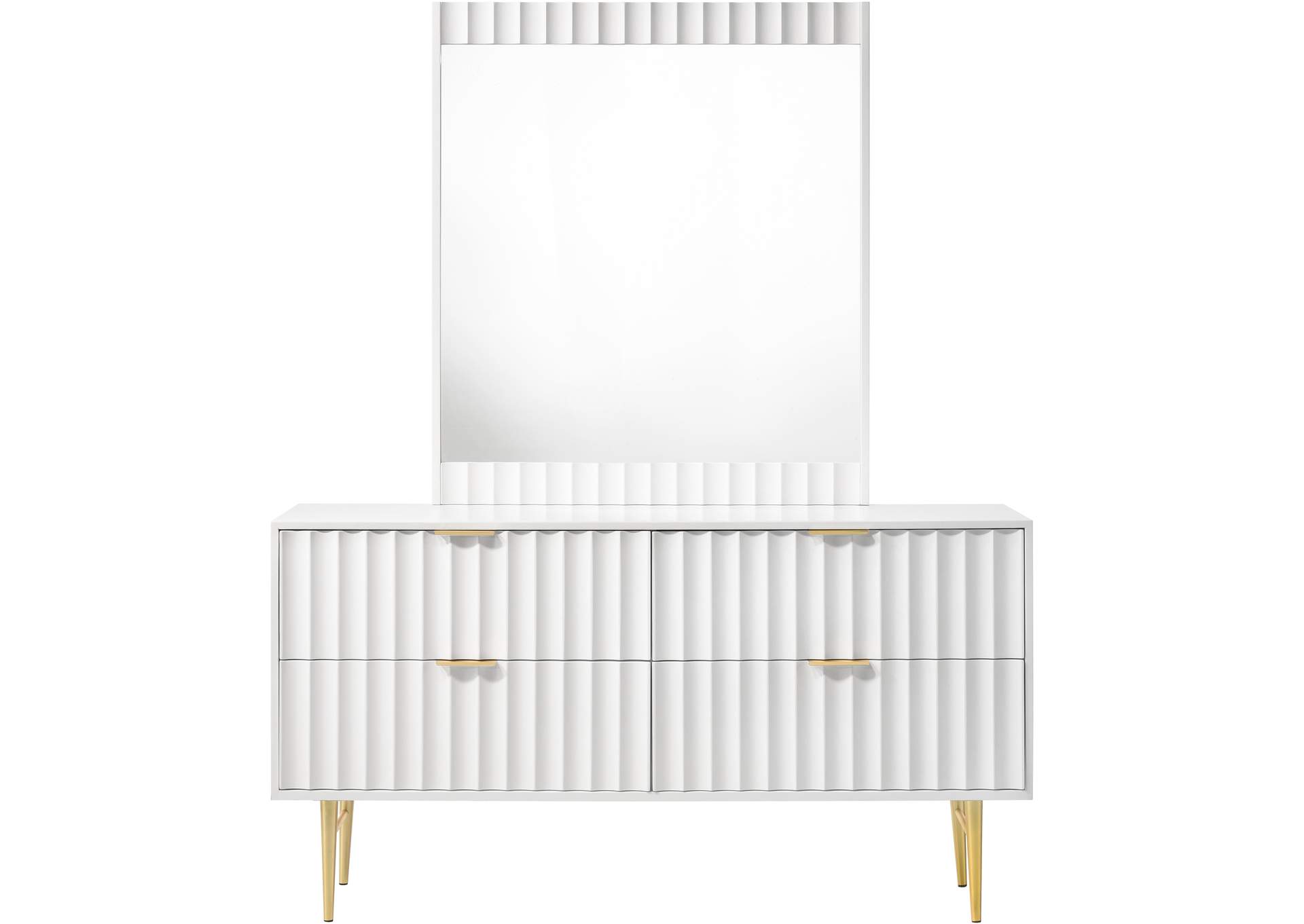 Modernist White Gloss Dresser,Meridian Furniture