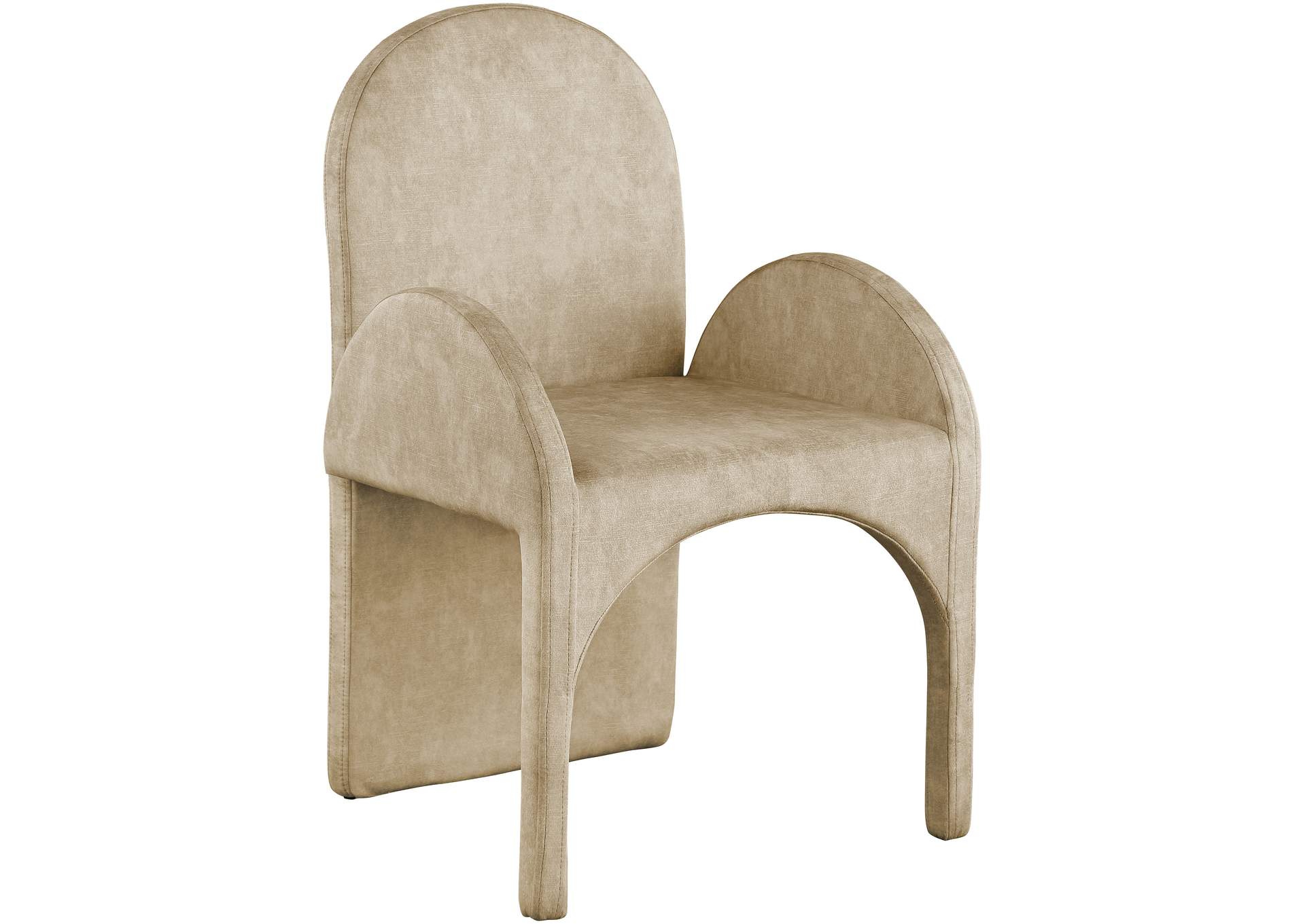 Summer Beige Velvet Dining Arm Chair Set of 2,Meridian Furniture