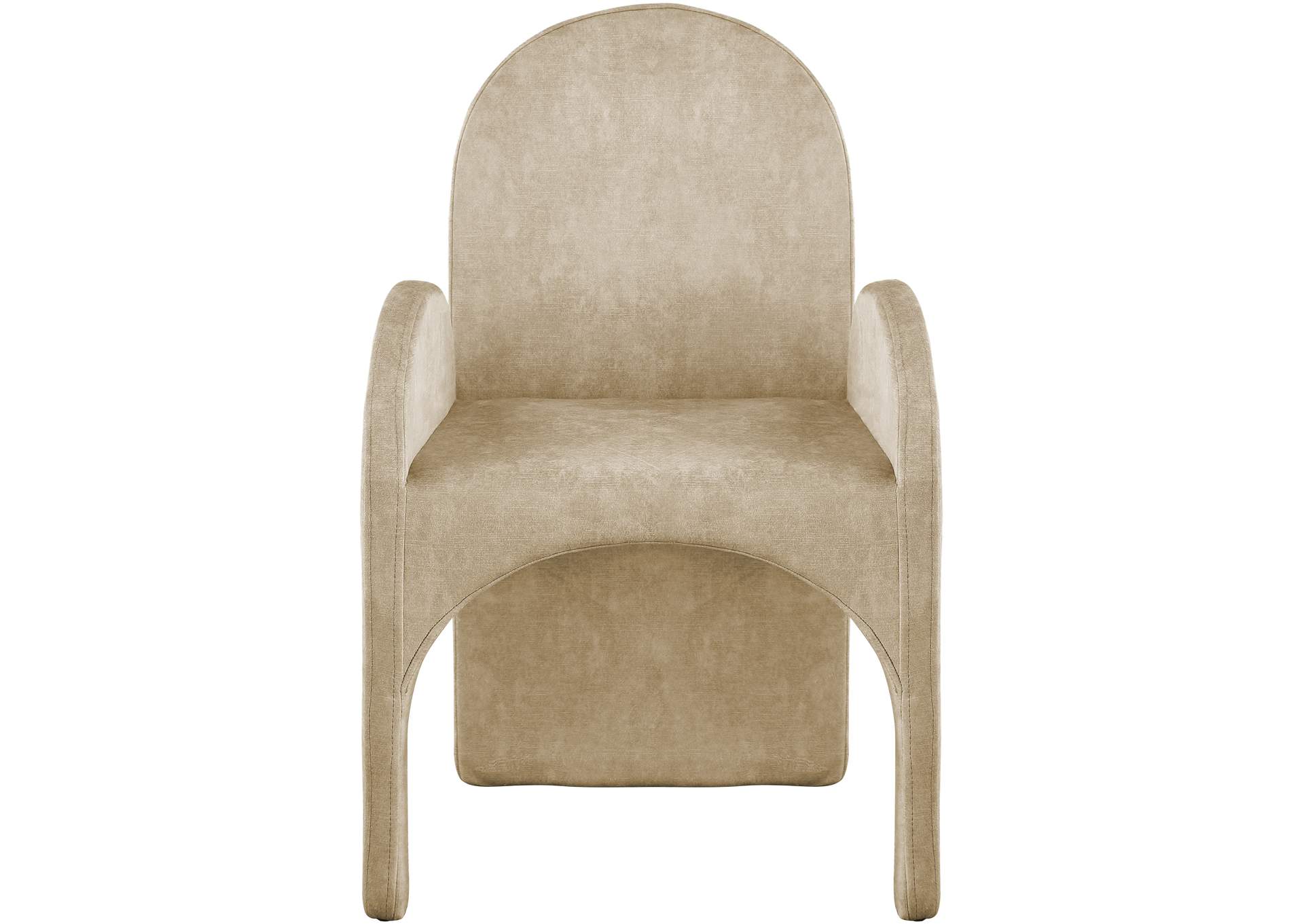 Summer Beige Velvet Dining Arm Chair Set of 2,Meridian Furniture