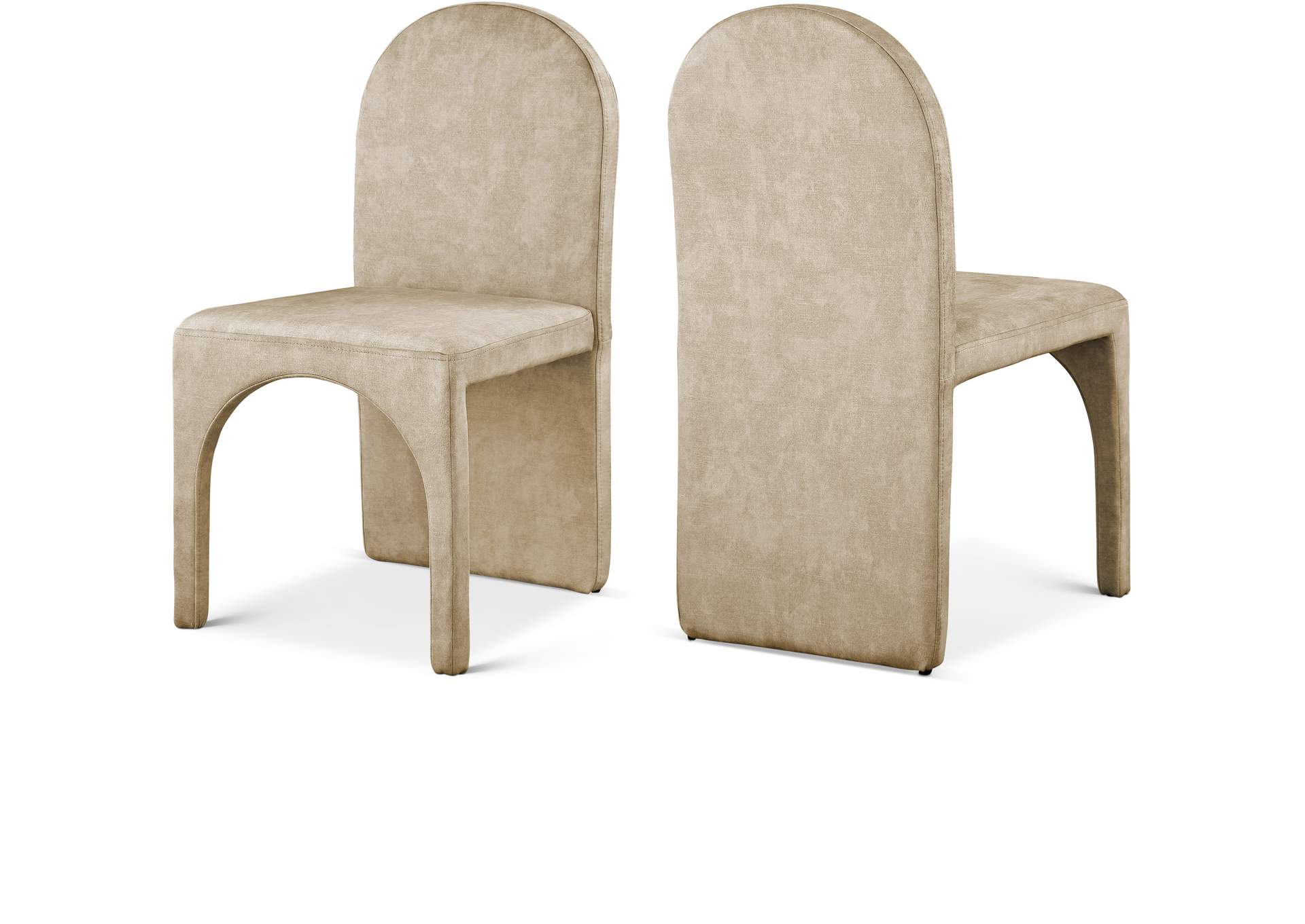 Summer Beige Velvet Dining Side Chair Set of 2,Meridian Furniture