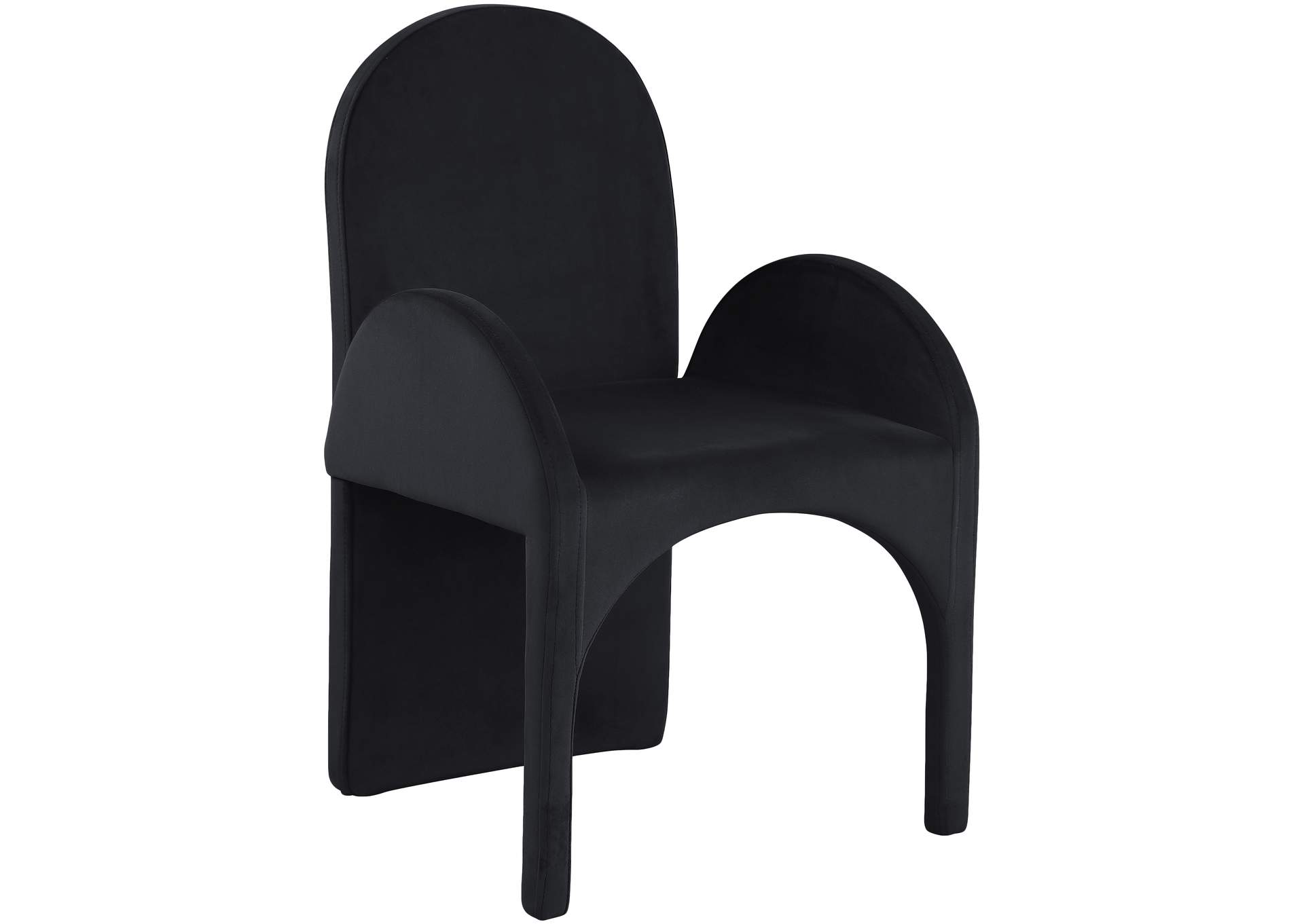 Summer Black Velvet Dining Arm Chair Set of 2,Meridian Furniture